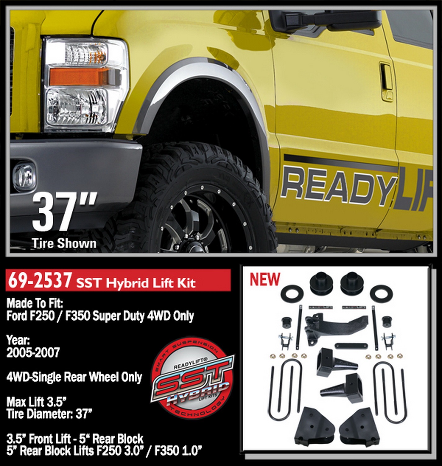 3.5'' SST Lift Kit with 5'' Rear Tapered Blocks - 1 pc Drive Shaft without Shock 69-2537