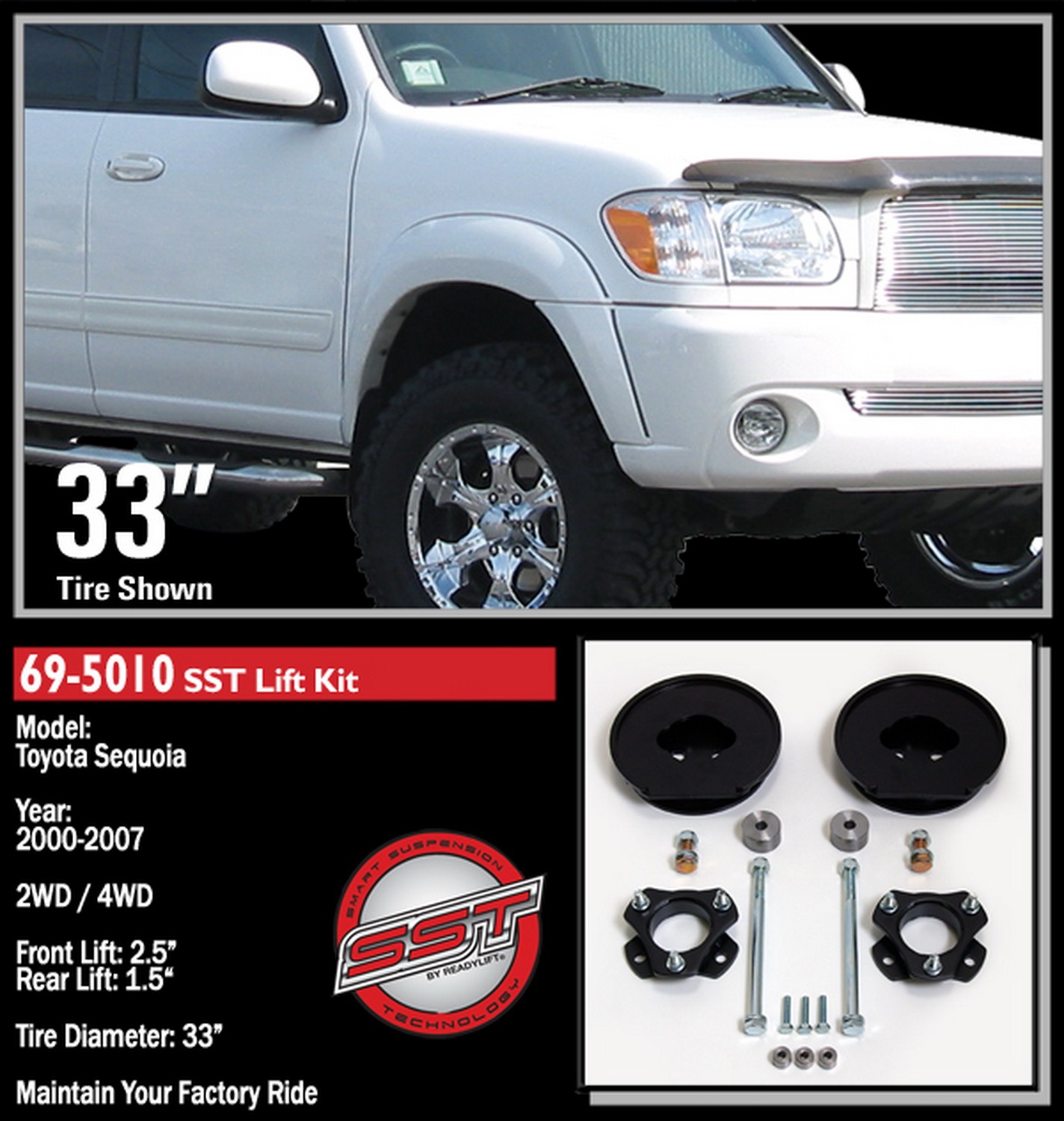 2.0'' SST Lift Kit Front with 1''Rear Spacer without Shocks 69-5010