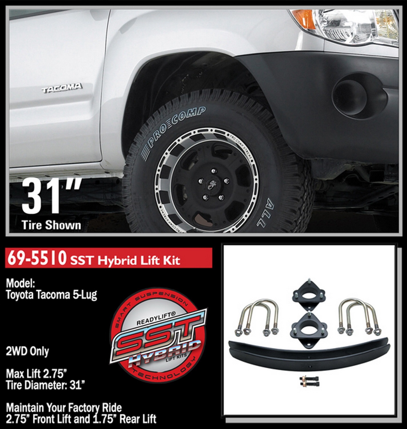 2.75'' SST Lift Kit with 1.75'' Add-a-Leaf without Shocks 69-5510