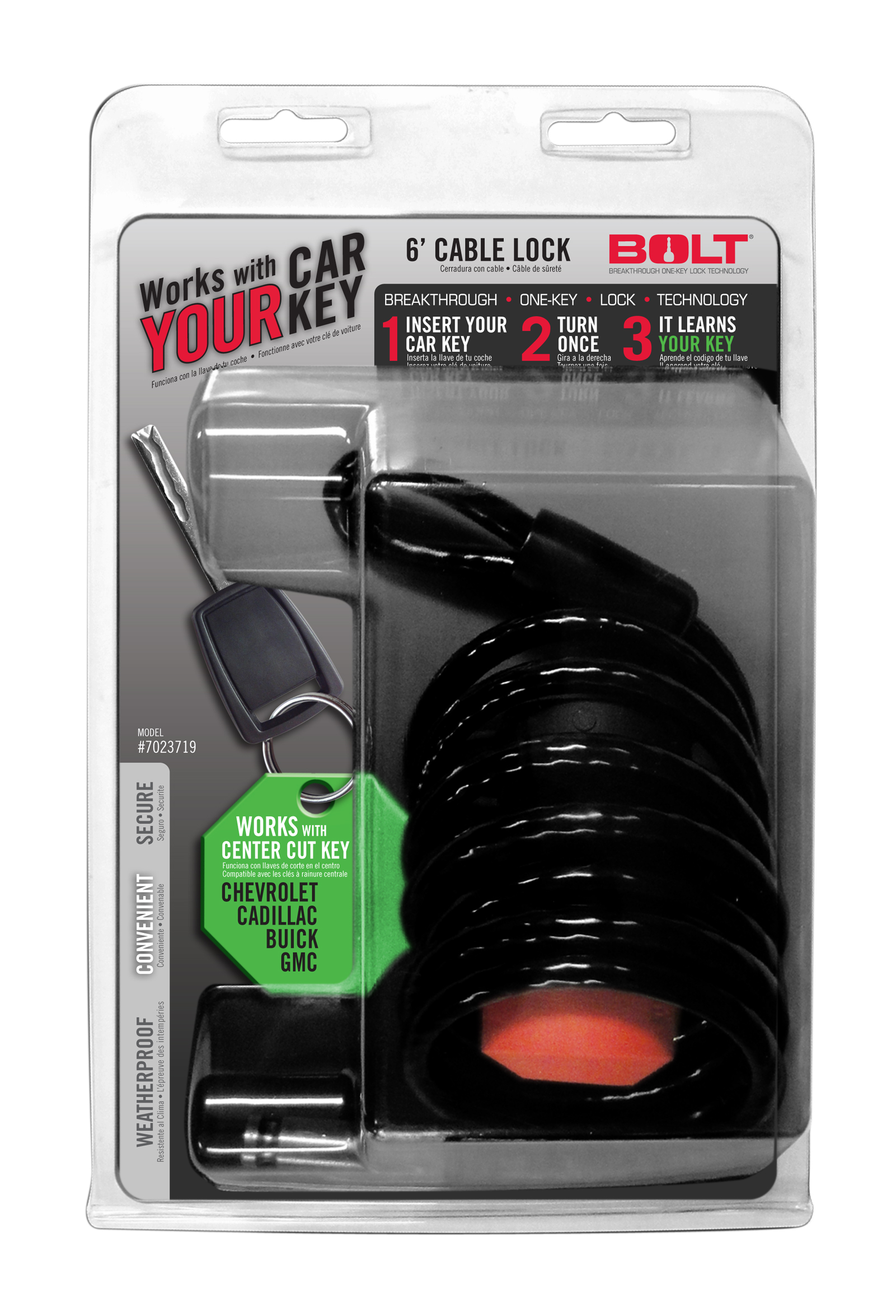 BOLT 6Ft. Cable Lock GM Center Cut-7023719