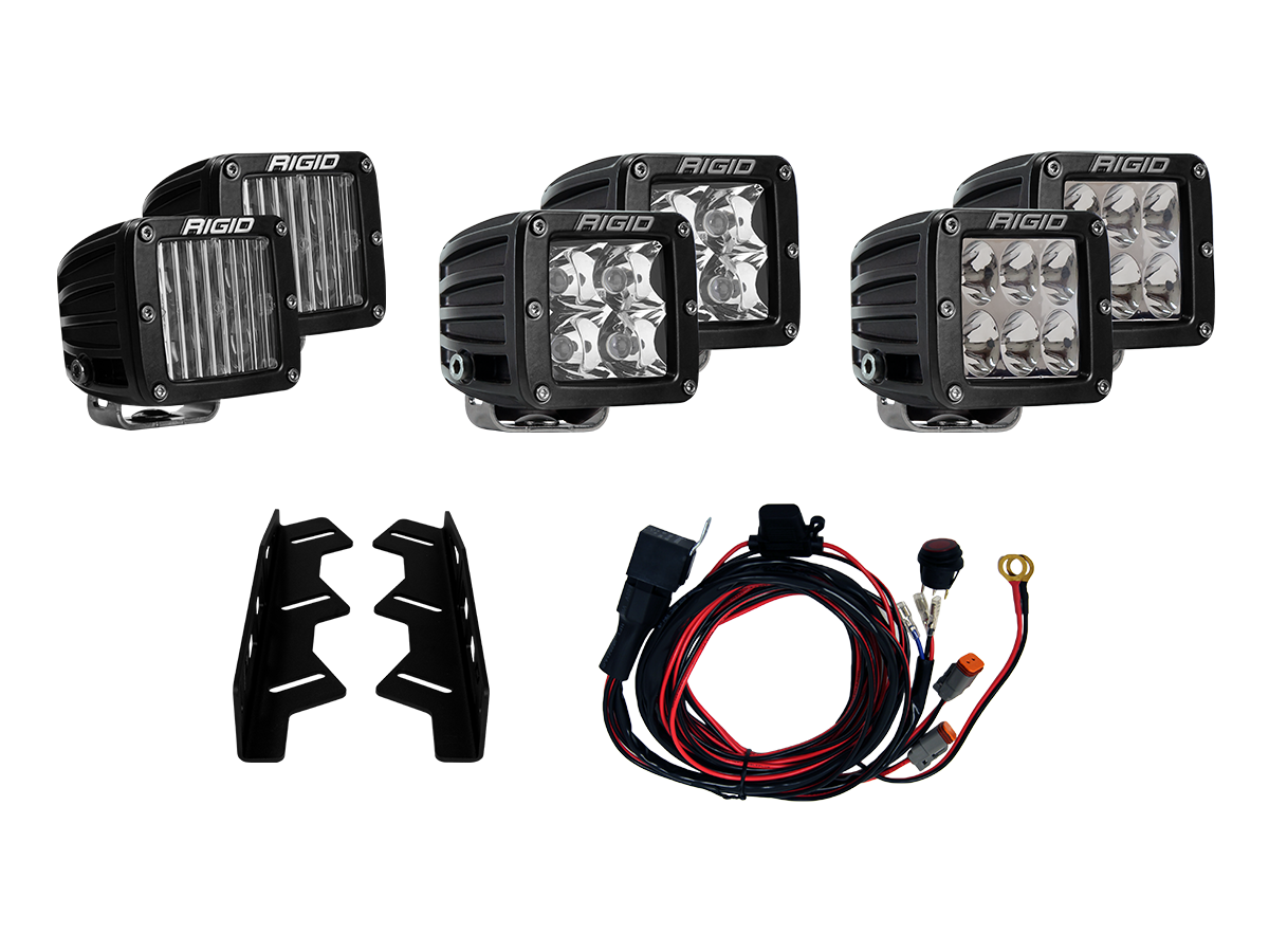 RIGID 2017-2020 Ford Raptor Fog Light Mount Kit, Includes 6 D-Series LED Lights-41610