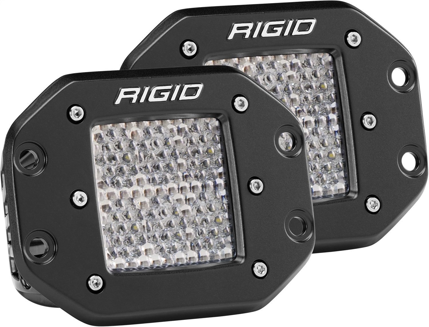 RIGID D-Series PRO LED Light, Drive Diffused, Flush Mount, Black Housing, Pair-512513