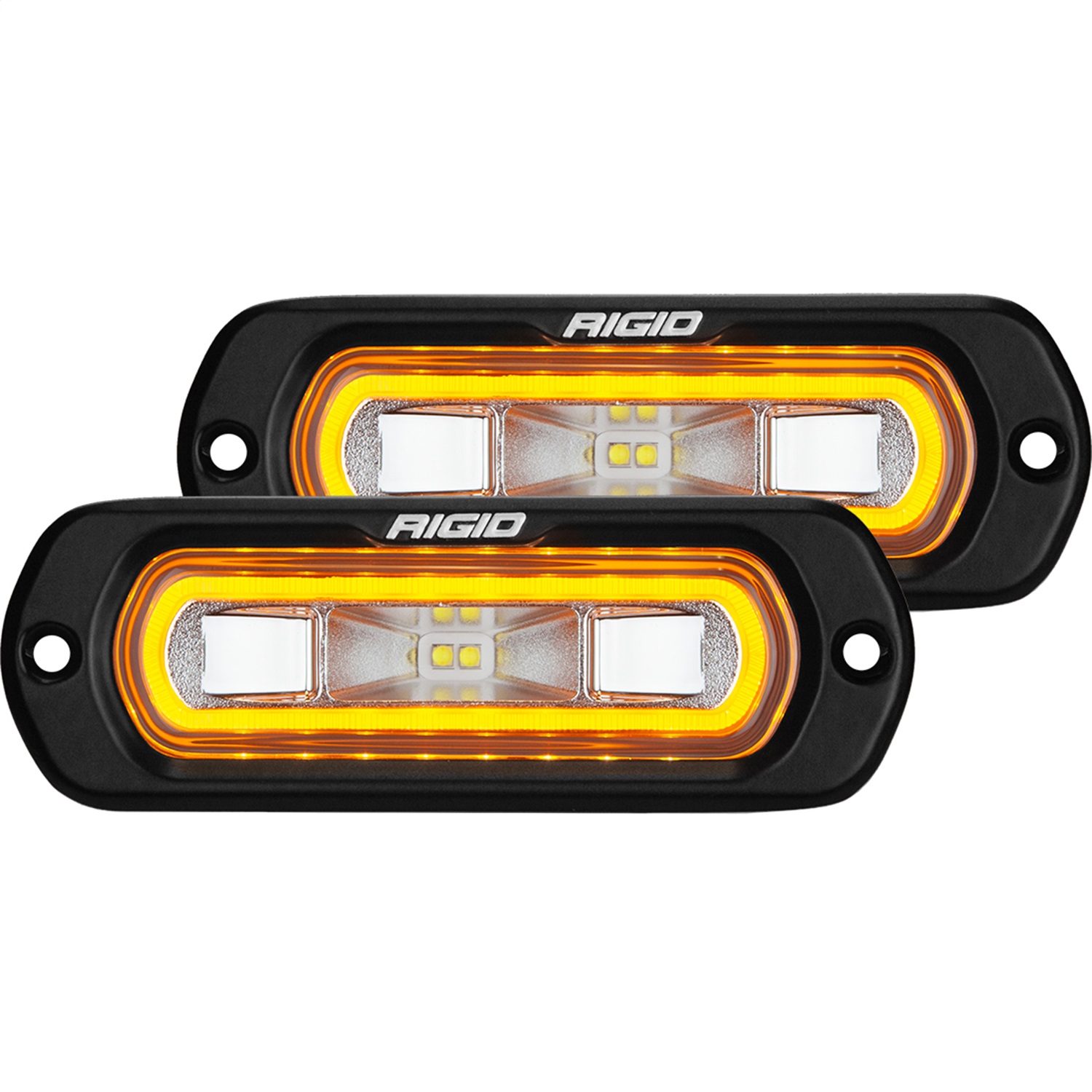 RIGID SR-L Series Off-Road Spreader Pod, 3 Wire, Flush Mount, Amber Halo, Pair-53223