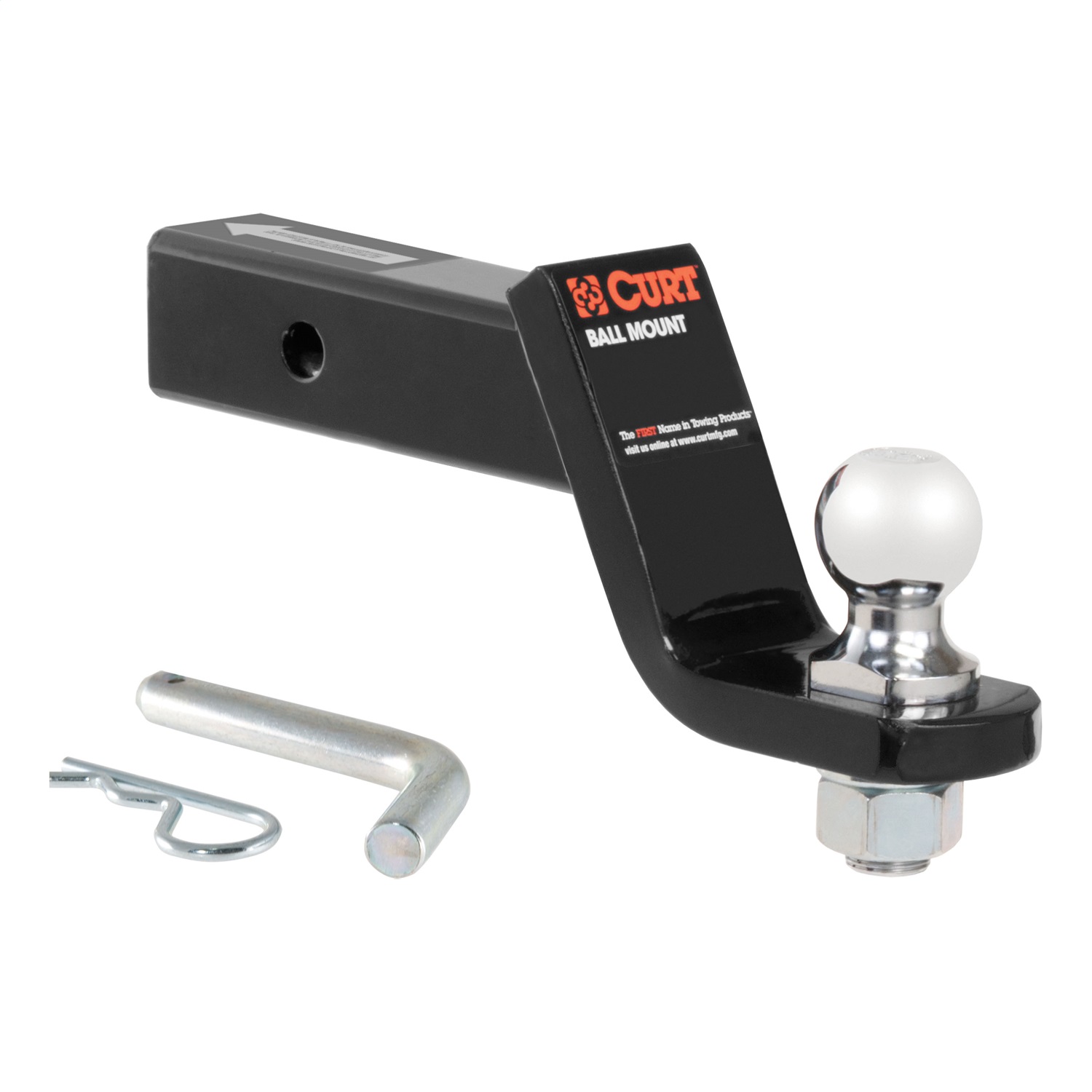 CURT 45855 Trailer Hitch Mount with 1-7/8-Inch Ball/Pin; Imported; Fits 2-Inch Receiver; 3;500 lbs; 4-Inch Drop - 45855