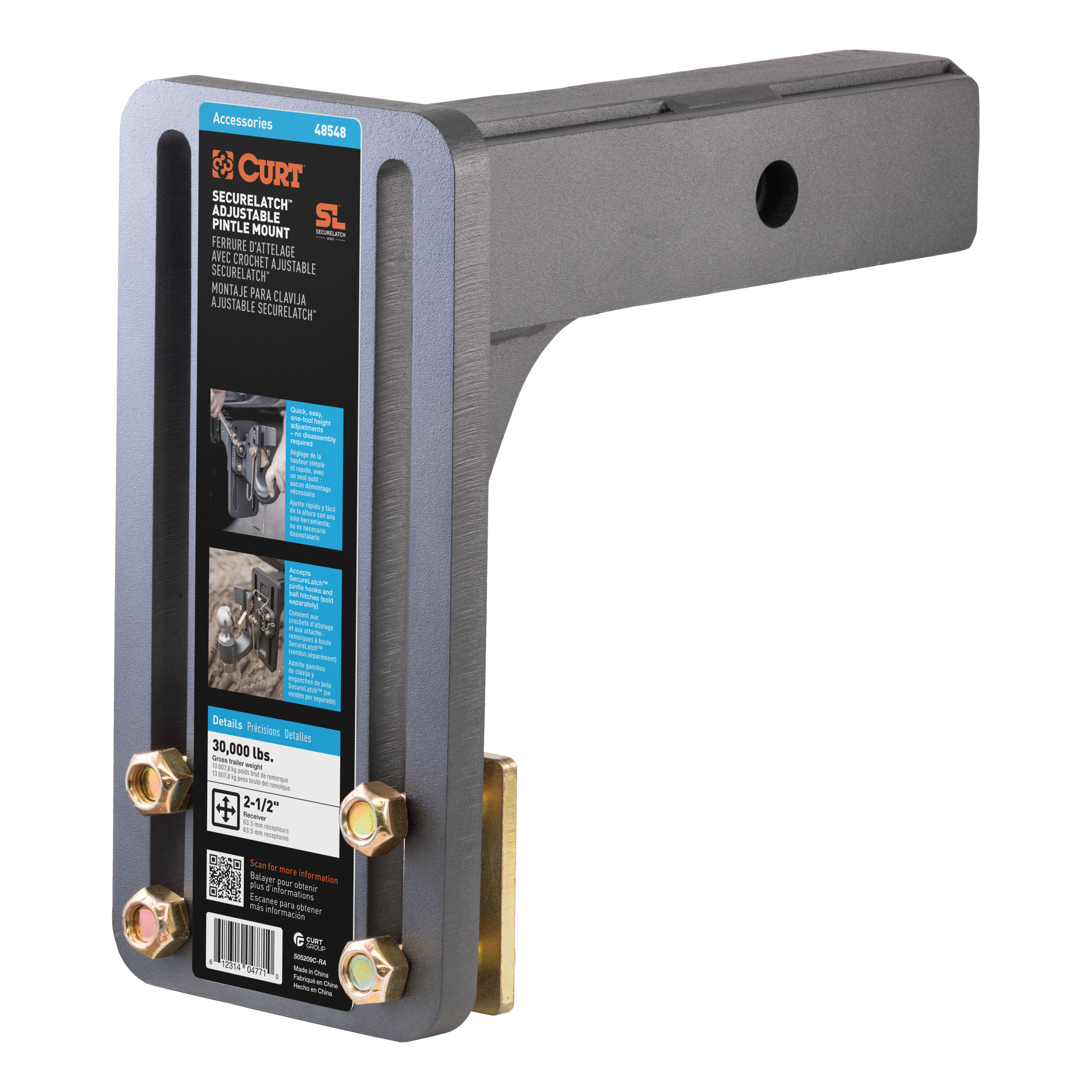 SecureLatch Adjustable Pintle Mount (2-1/2 Shank, 30,000 lbs.) 48548