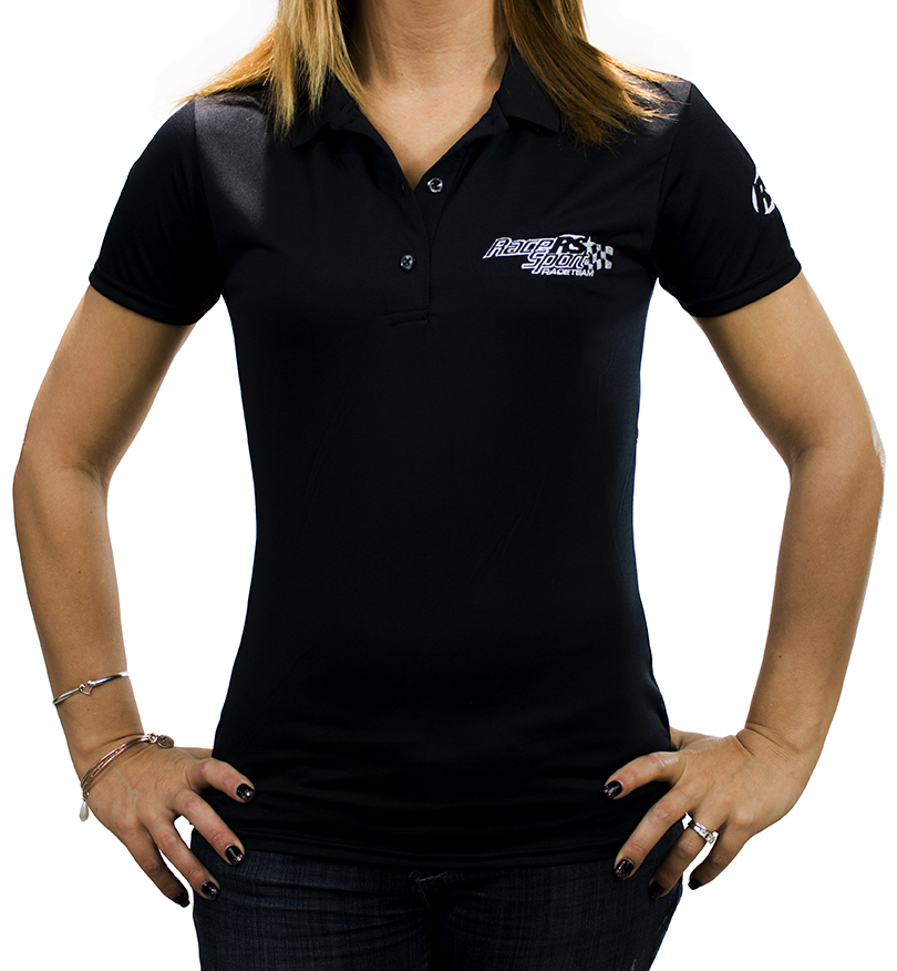 RS074BL - Ladies' Race Sport Performance Jersey Collared Sports Shirt (Black) (L)-RS074BL