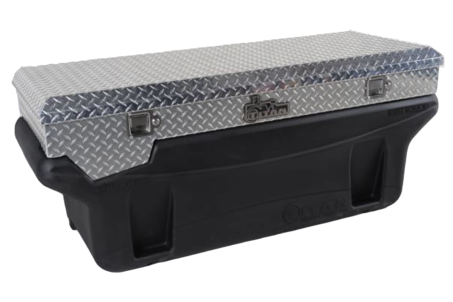 Compact Locking Black Aluminum Diamond Plate Toolbox Secure Two Compartments 9901180