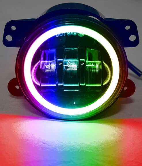 RS162RGB - ColorSMART 4in White LED Fog Light w/ Bluetooth RGB Halo - Jeep JK, CJ, TJ-RS162RGB