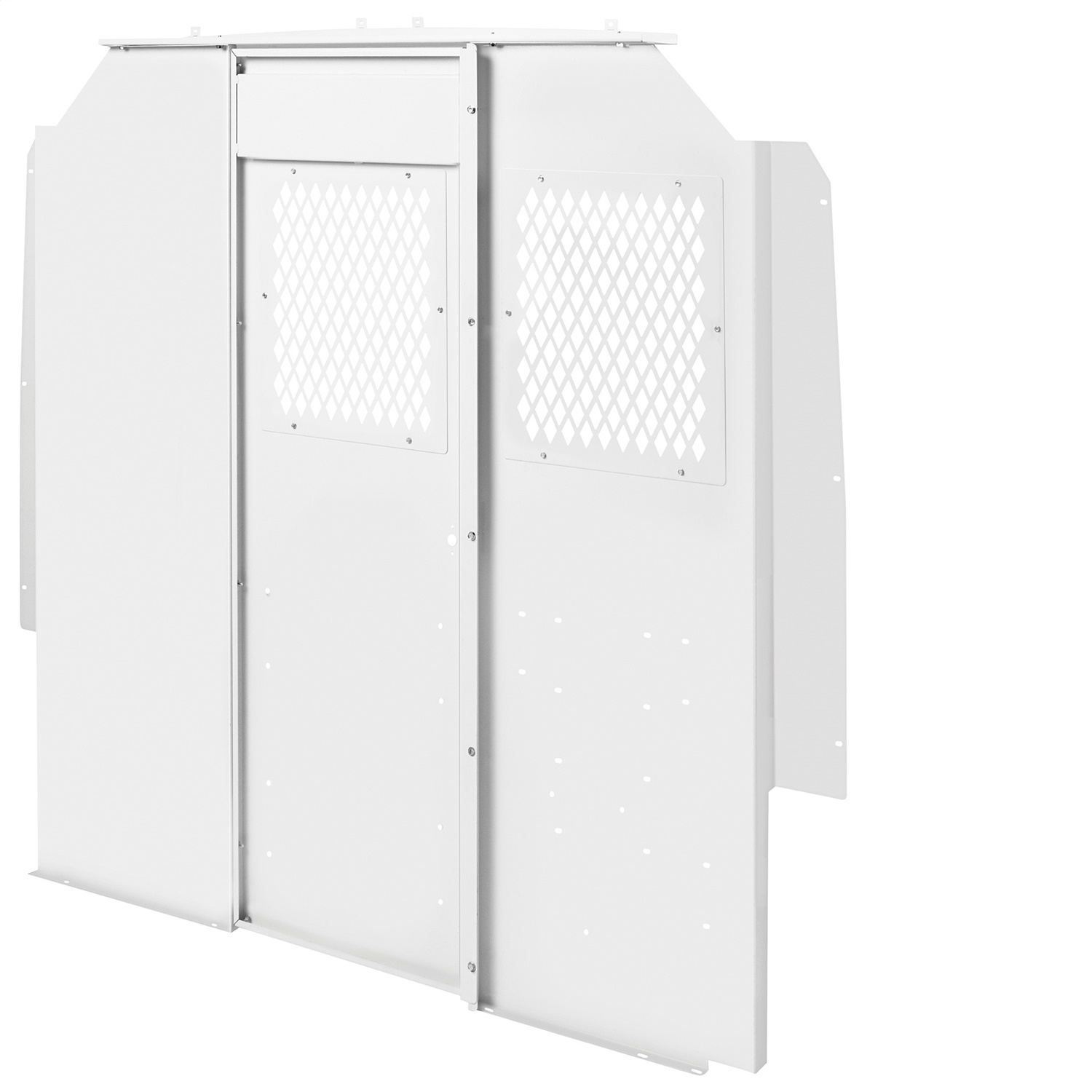 High Bulkhead Screen; Standard/High-Roof; Depth 4 in.; Height 71.25 in.; Width 65.63 in.; White Color; Steel; Powder Coat Finish; 96142-3-01