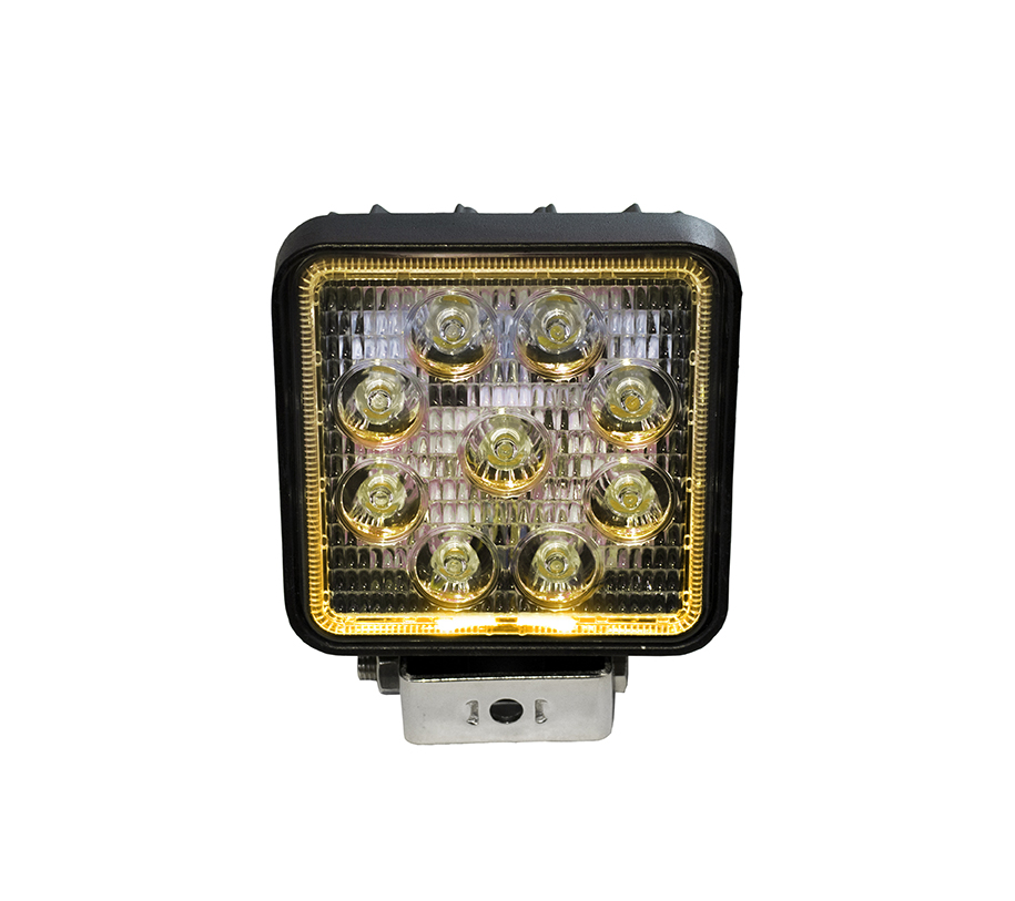 RS27W4Y - 4in 27W Square LED Spot Light w/ Yellow Halo-RS27W4Y