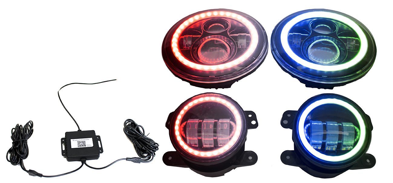 RS3037050 - ColorSMART Jeep JK 7in Headlight & 4in Foglight Complete Kit-RS3037050