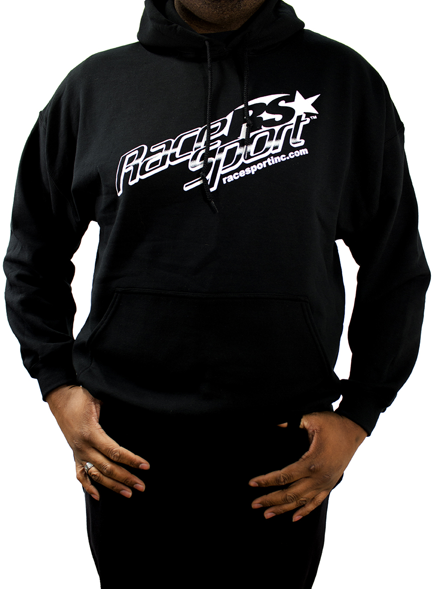 RS342BM - Men's Race Sport Heavy Blend Hooded Sweatshirt (Black) (M)-RS342BM