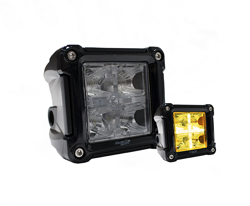 RS3X3HALO - 3x3in 2-Function LED Cube Style Forward Light (White w/ Amber Cross Style DRL)-RS3X3HALO