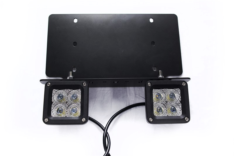 RSNRL62-3 - US License Plate Bracket w/ (2) Heavy Duty 3x3in LED Cubes 3,800 LUX-RSNRL62-3 RSNRL62-3 - US License Plate Bracket w/ (2) Heavy Duty 3x3in LED Cubes 3,800 LUX-RSNRL62-3