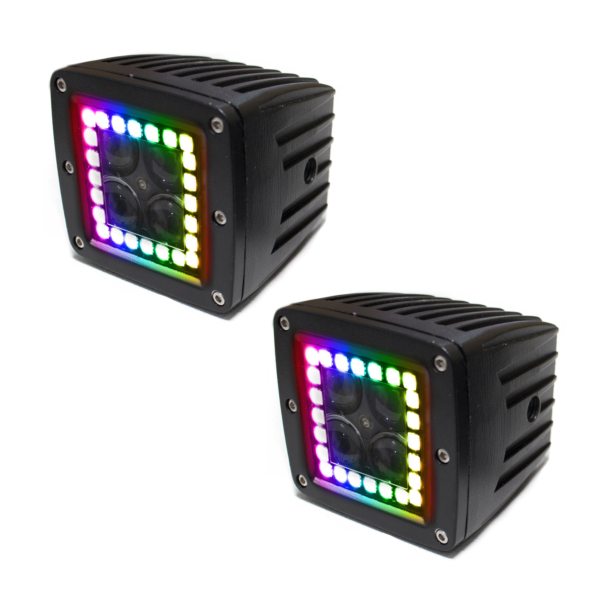 RSRGB12A - ColorADAPT Halo 3x3in Cube Light w/ RGB Multi-Color Functions (Pair)-RSRGB12A