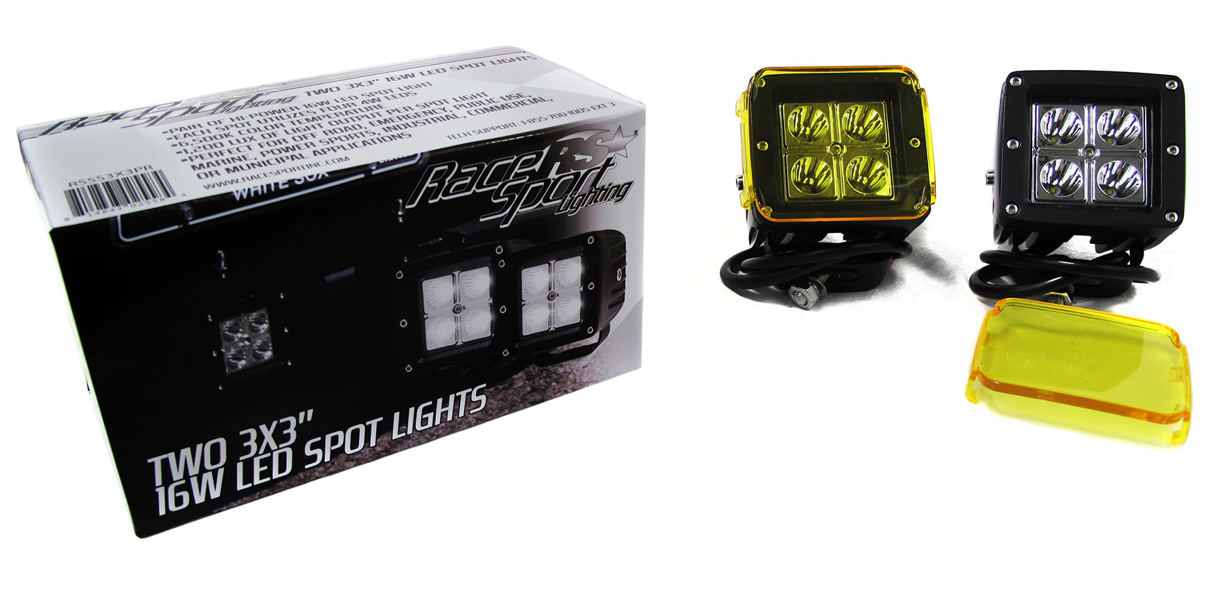 RSSS3X3PR - Street Series 3x3in 16W 4-LED Cube Spot Lights w/ Amber Cover (Pair)-RSSS3X3PR