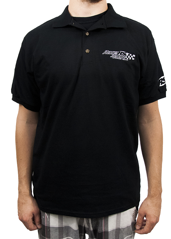 RS163BXXL - Men's Race Sport Performance Jersey Collared Sports Shirt (Black) (2XL)-RS163BXXL