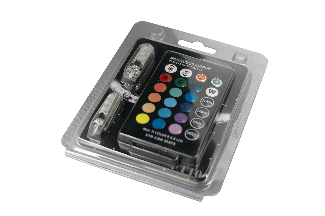 RST10RGBK - (2) T10 194 RGB Multi-Color LED Bulbs w/ 42-Key IR Remote-RST10RGBK