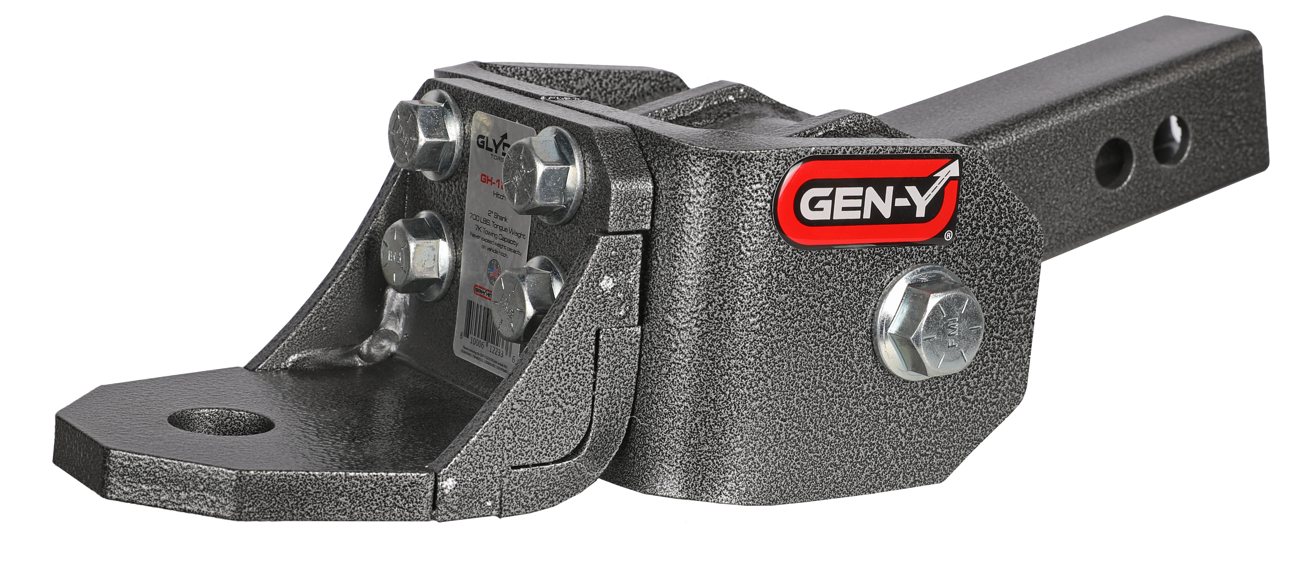 GEN-Y Glyder Torsion-Flex Ball Mount Rated for 7,000 lb. Towing, and Maximum Tongue Weight of 700 lb, 2" Receiver, 1" Ball-Shank