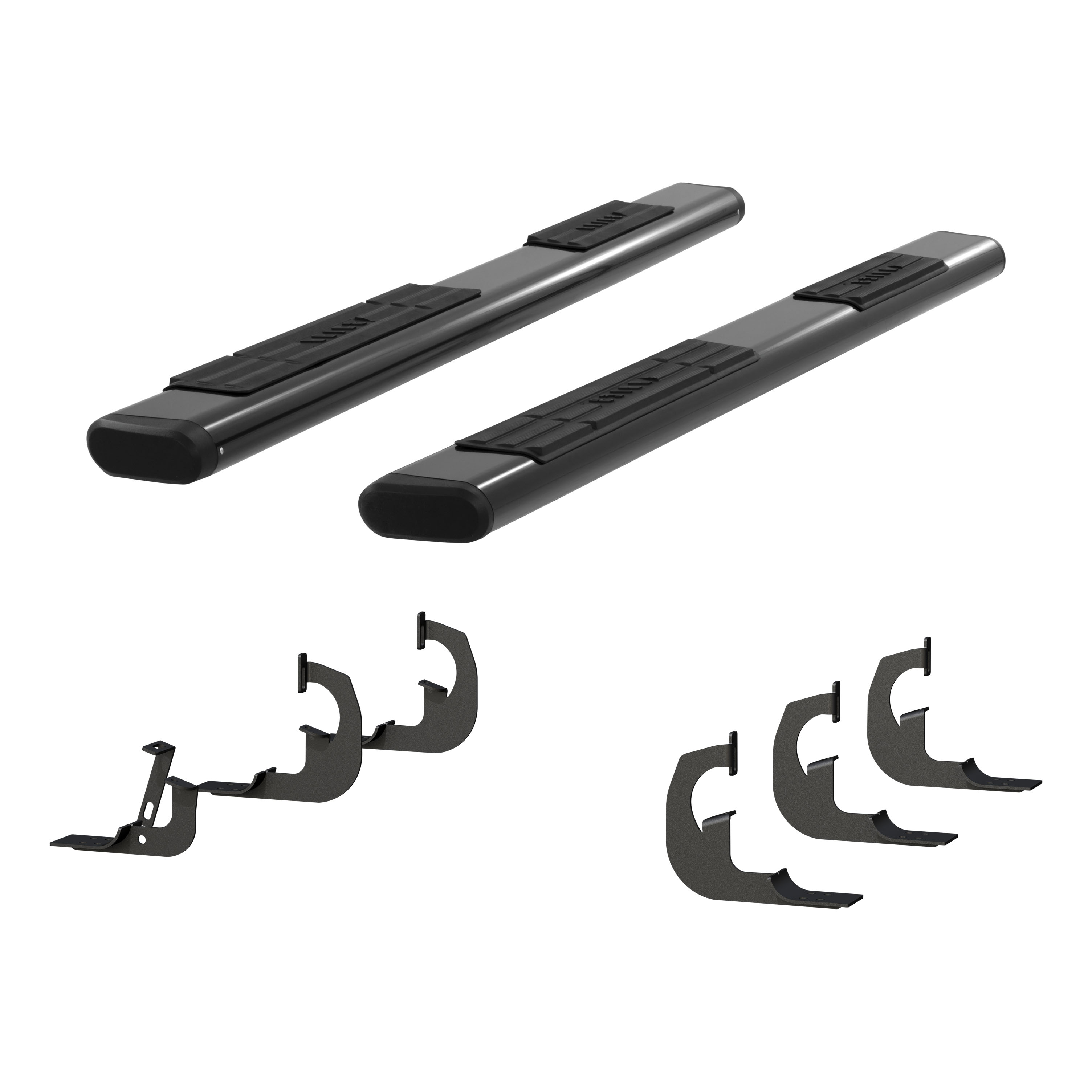6" x 91" Black Aluminum Oval Side Bars, Select Silverado, Sierra 2500, 3500 HD 4445045