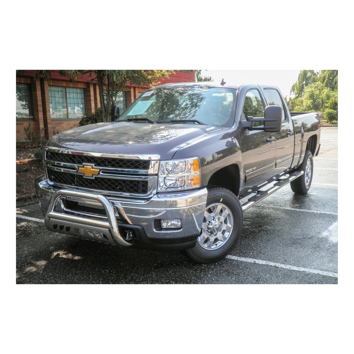 3" Polished Stainless Bull Bar, Select Chevy Silverado, GMC Sierra 2500, 3500 HD 35-4011