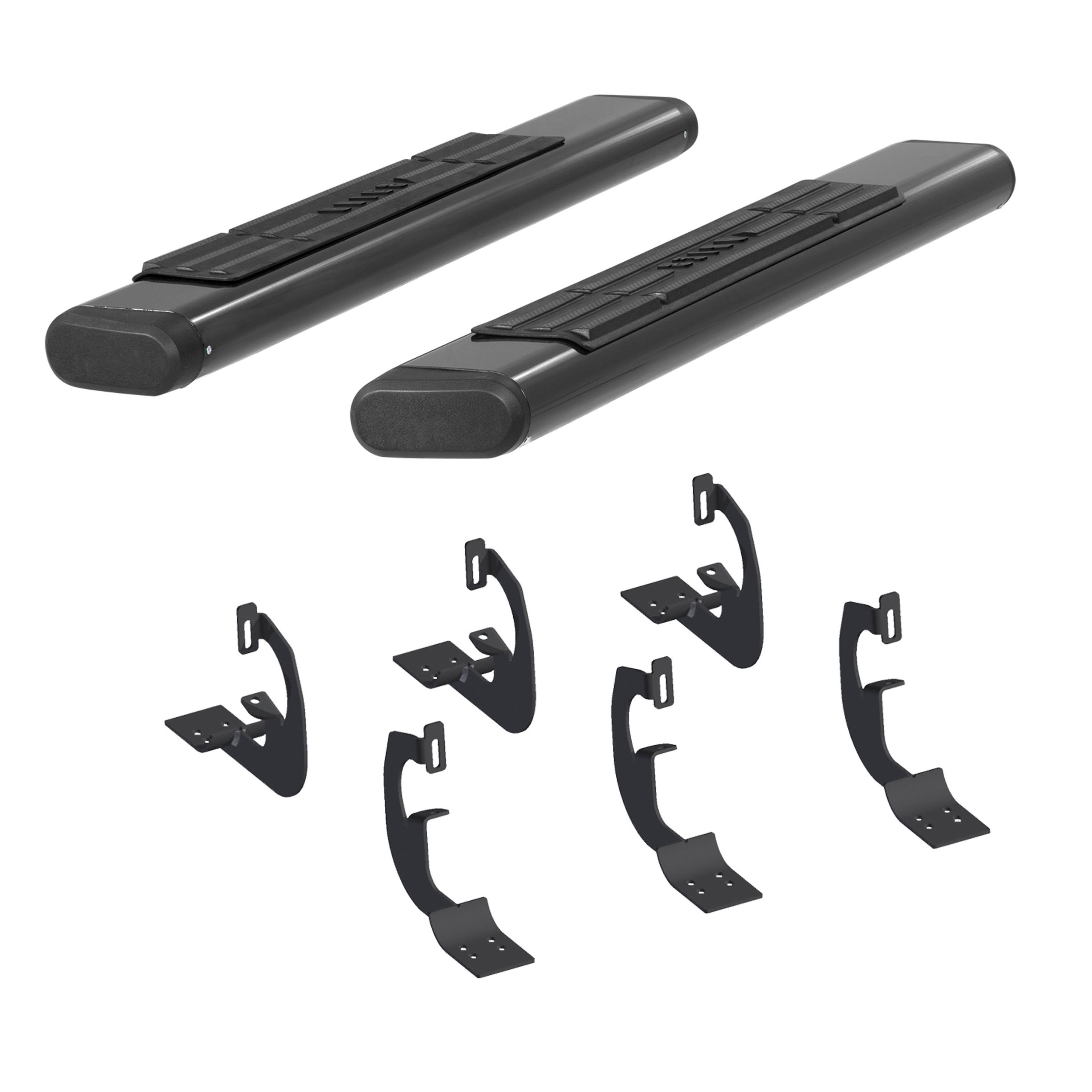 6" x 53" Black Aluminum Oval Side Bars, Select Ford F-250, F-350, F-450, F-550 4445024
