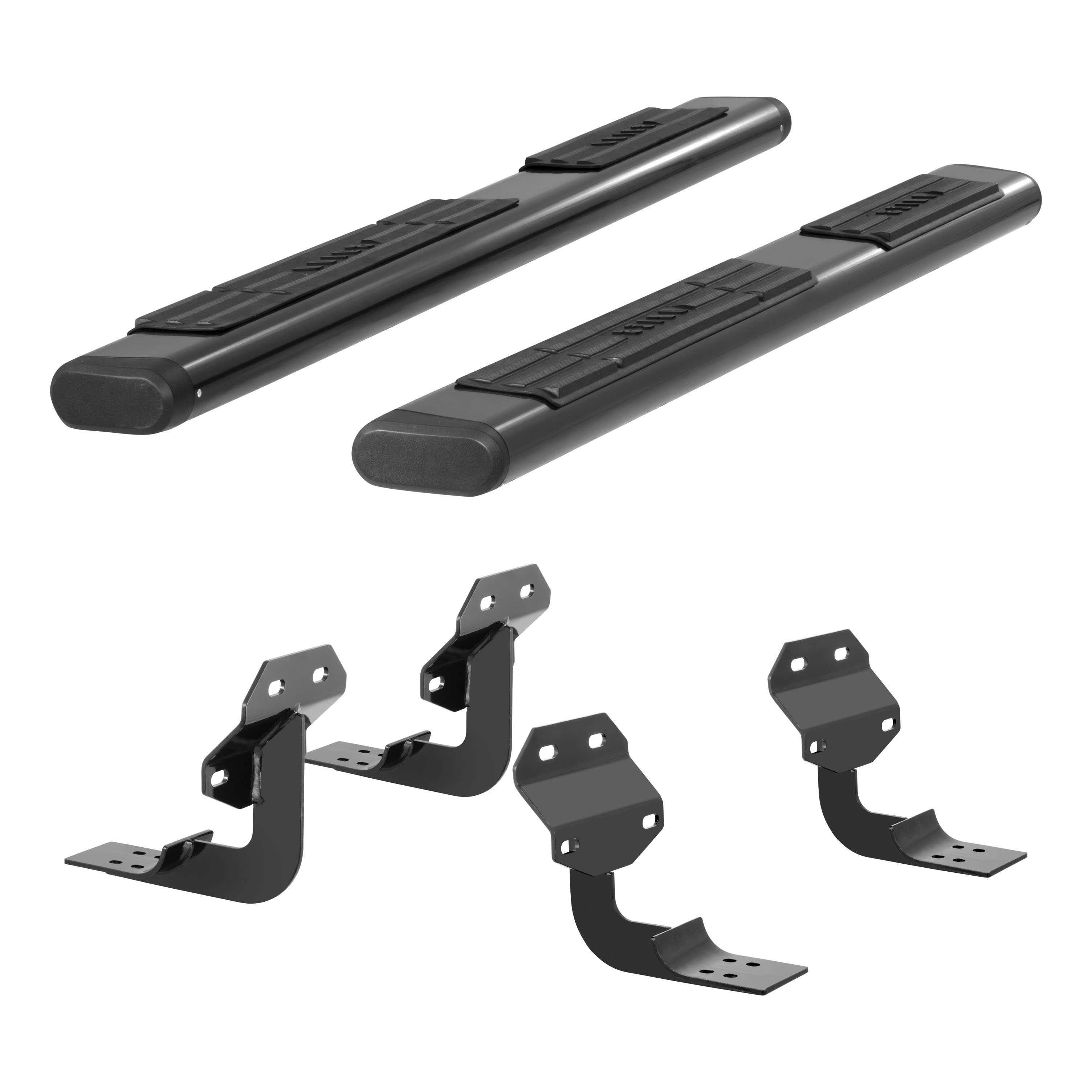 6" x 75" Black Aluminum Oval Side Bars, Select Ford F-Series 4445042