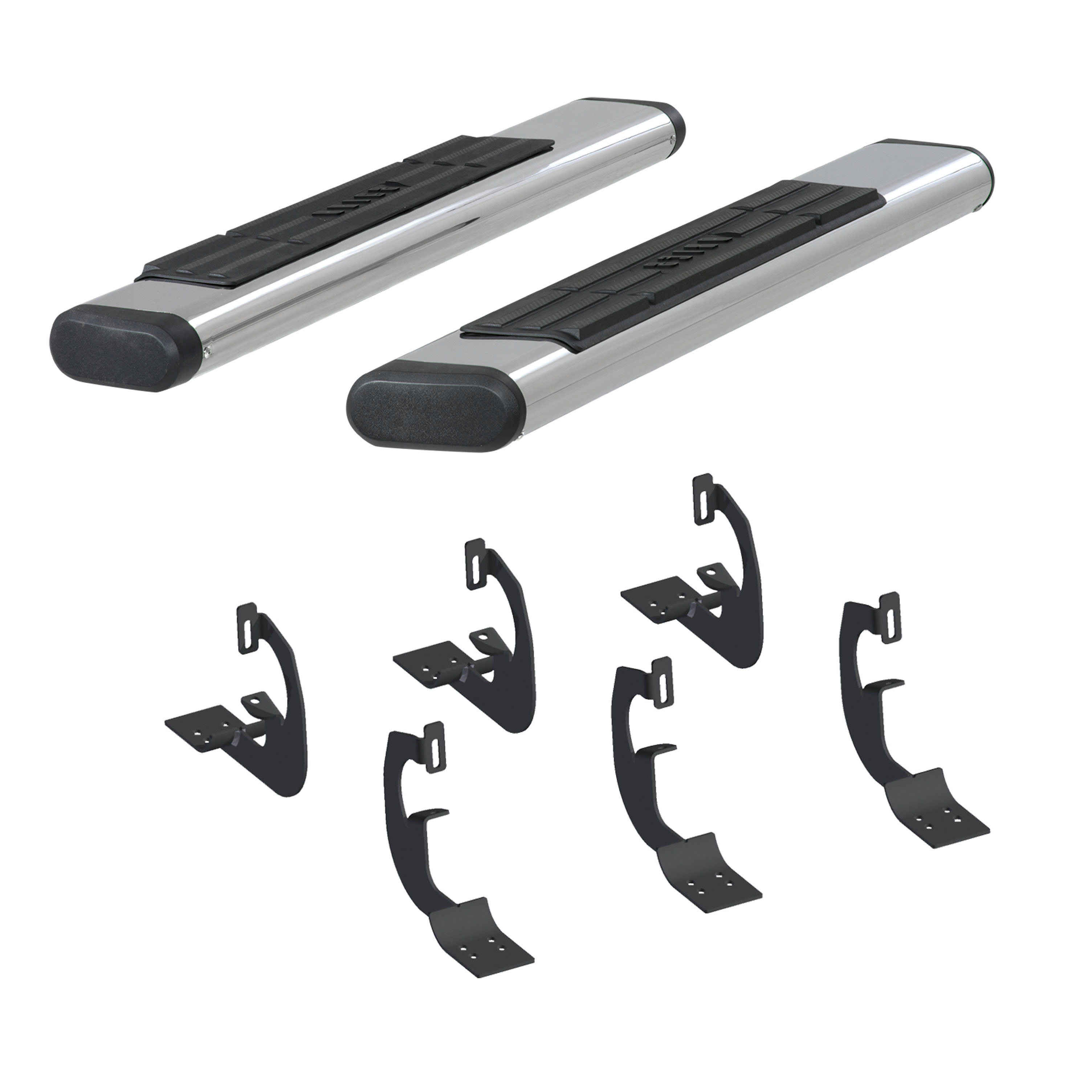 6" x 53" Polished Stainless Oval Side Bars, Select Chevy Silverado, GMC Sierra 4444006