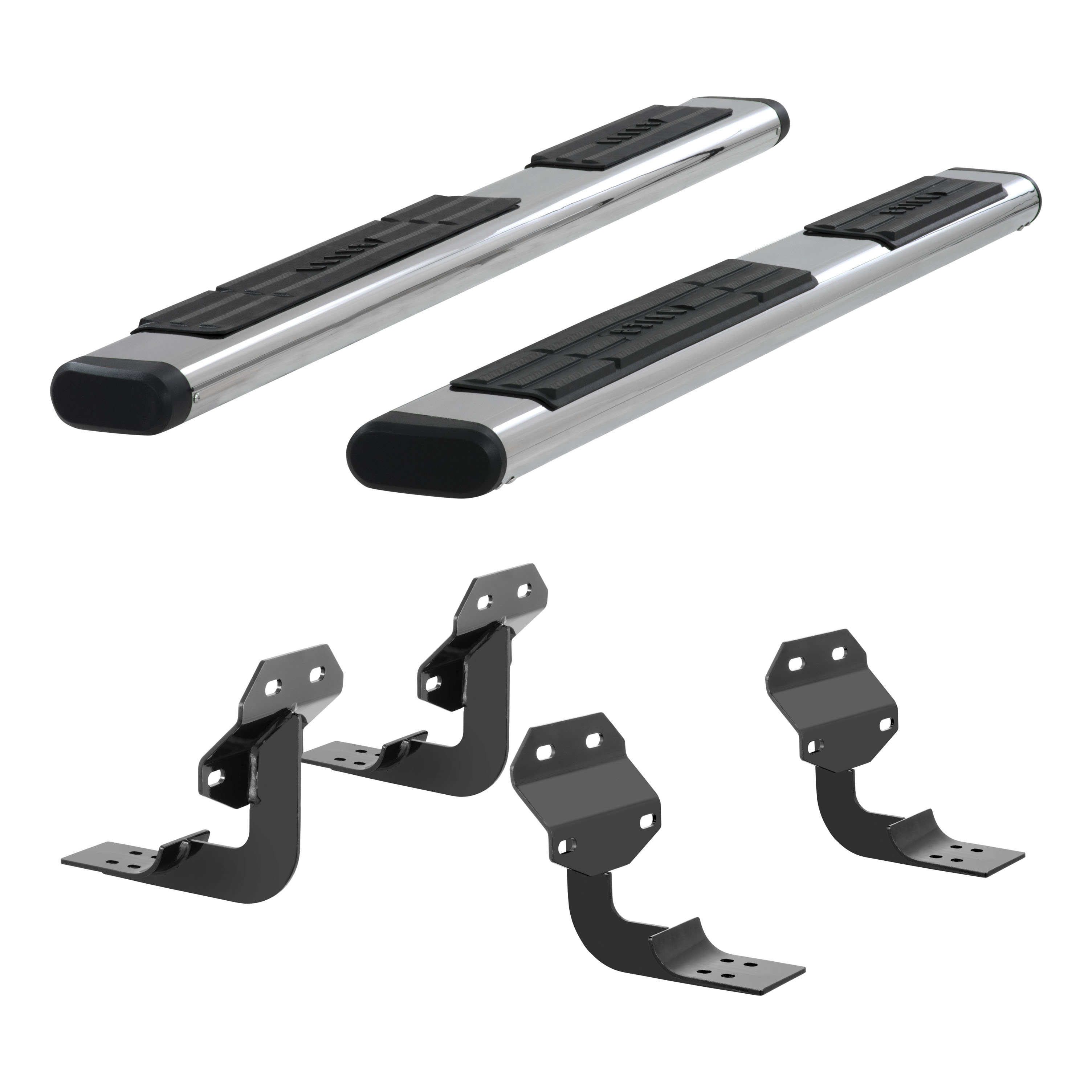 6" x 75" Polished Stainless Oval Side Bars, Select Ford F-Series 4444042