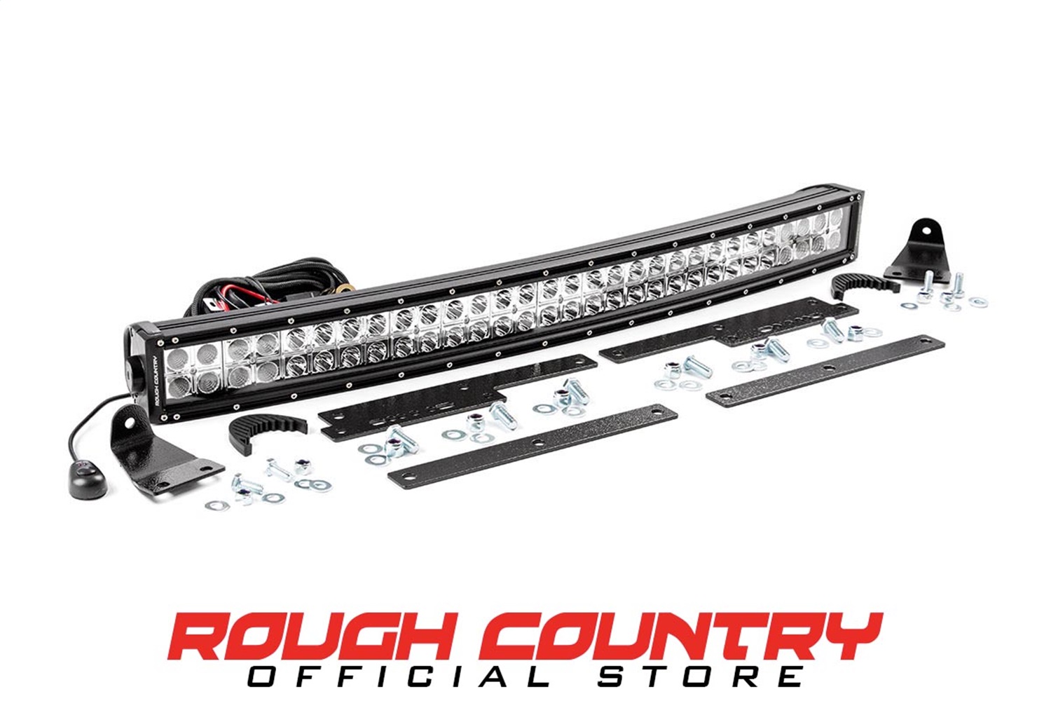 Dual Row LED Light Bar Hidden Grille Mount w/ 30-inch Chrome Curved Light Bar 70624