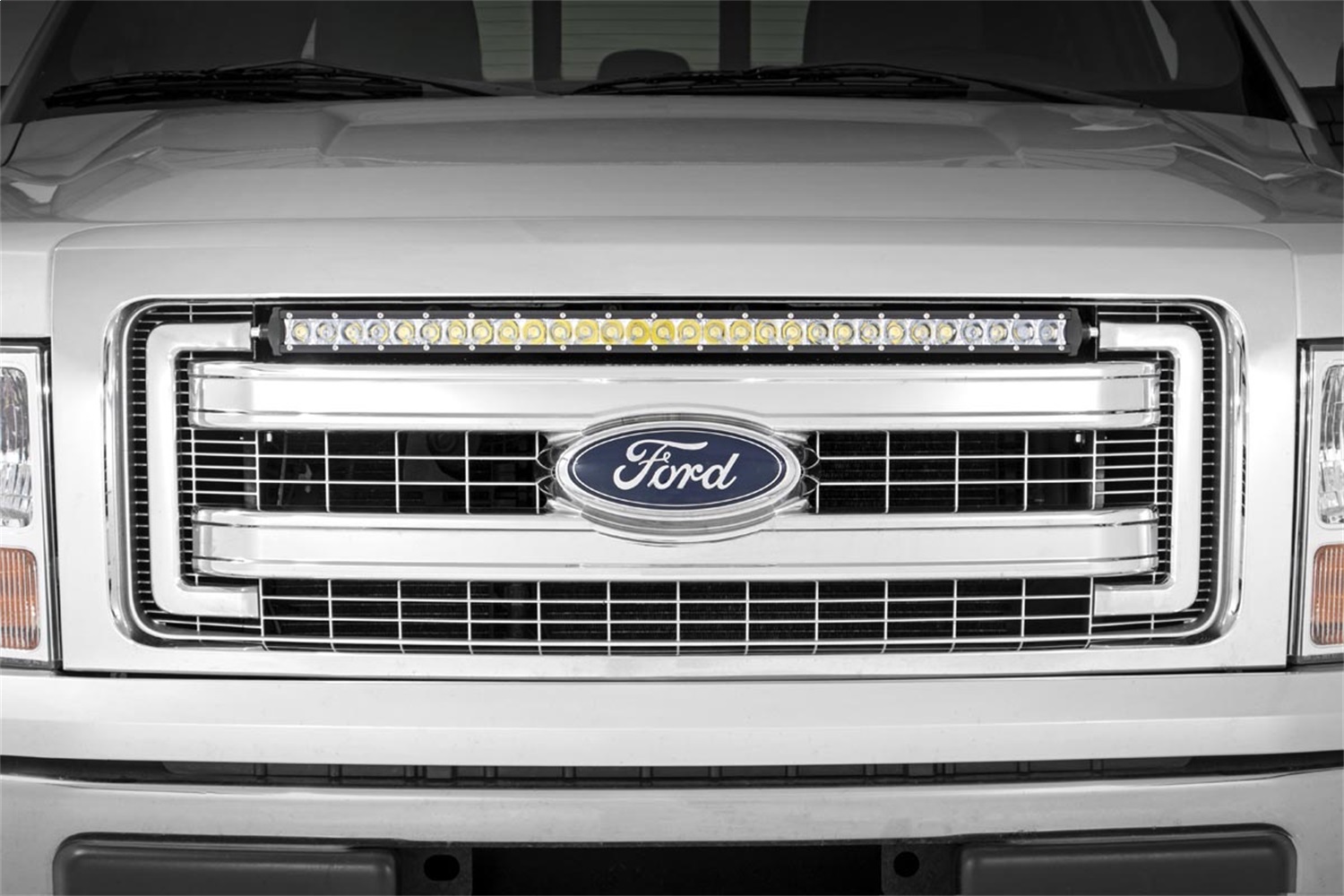 Single Row LED Light Bar Grille Mount w/ 30-inch Chrome Series Light Bar 70659