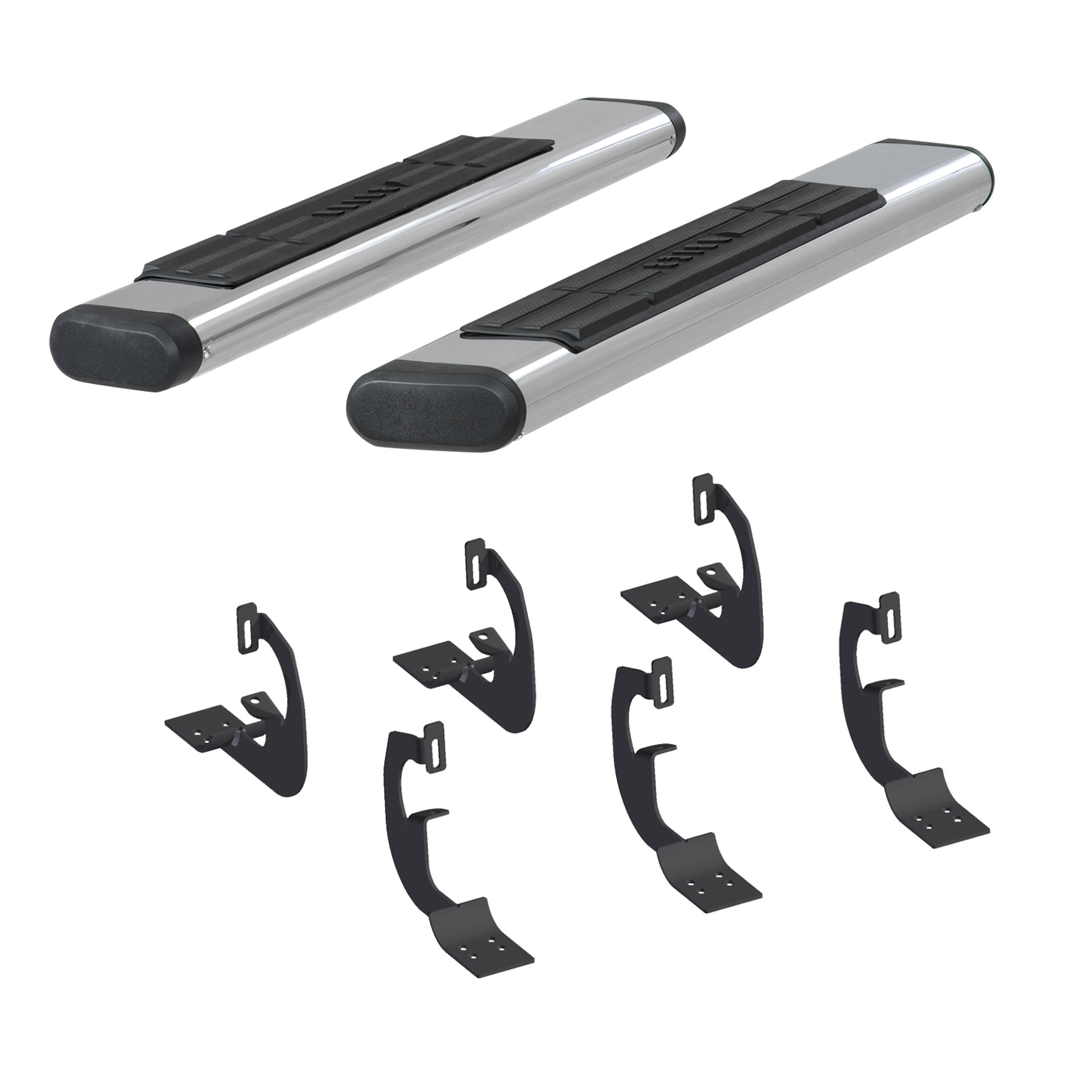 6" x 53" Polished Stainless Oval Side Bars, Select Ford F250, F350, F450, F550 4444024