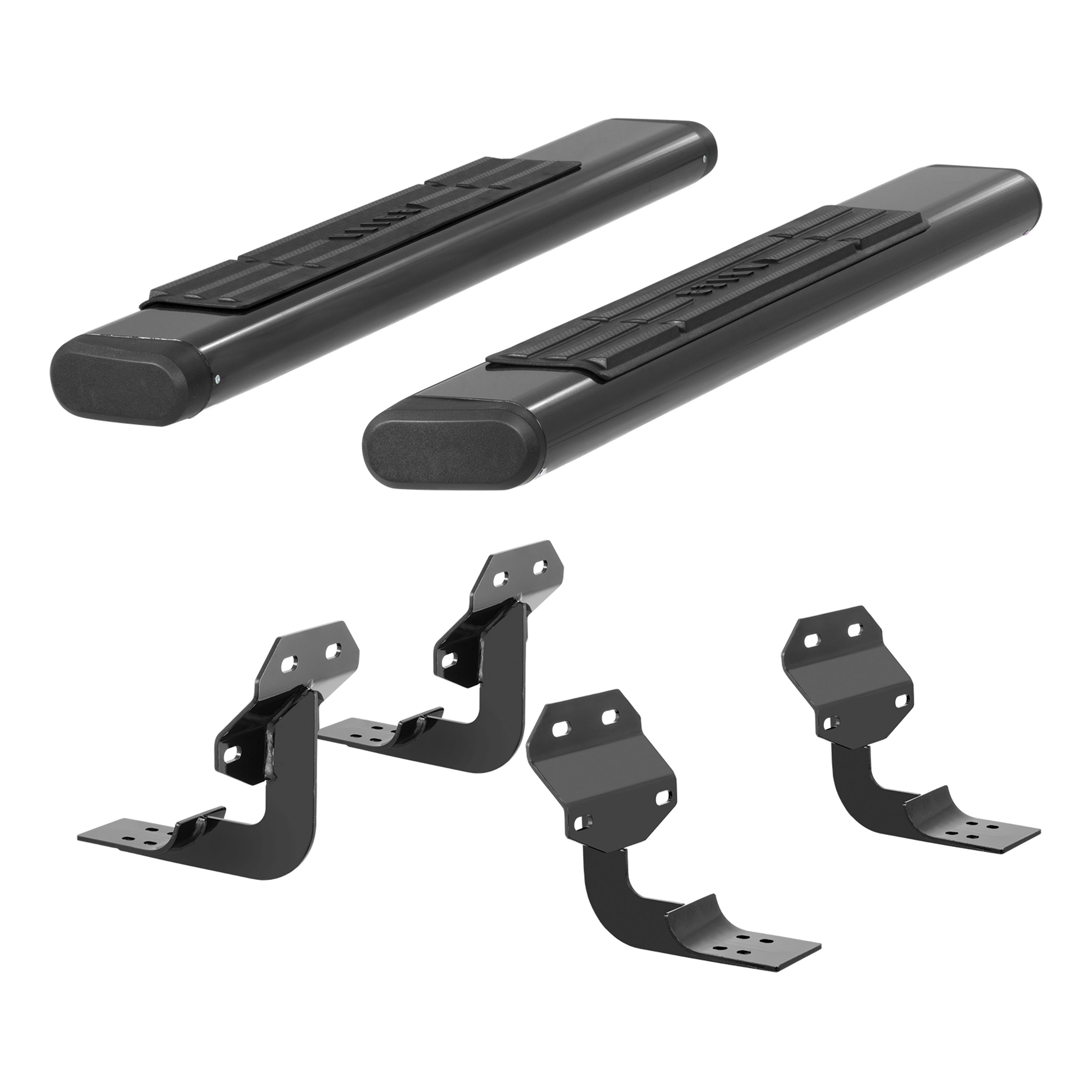 6" x 53" Black Aluminum Oval Side Bars, Select Ford F-Series 4445028