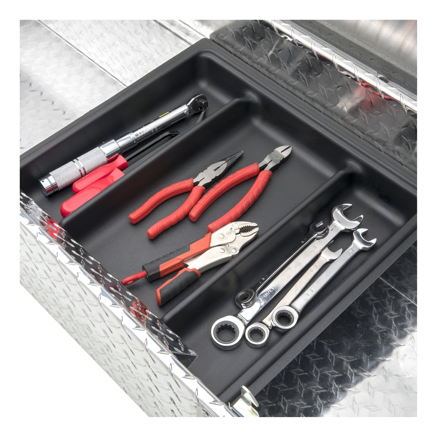 Bright Aluminum 63" Deep Angled Truck Tool Box, Low Profile - TBSD-63A-LP