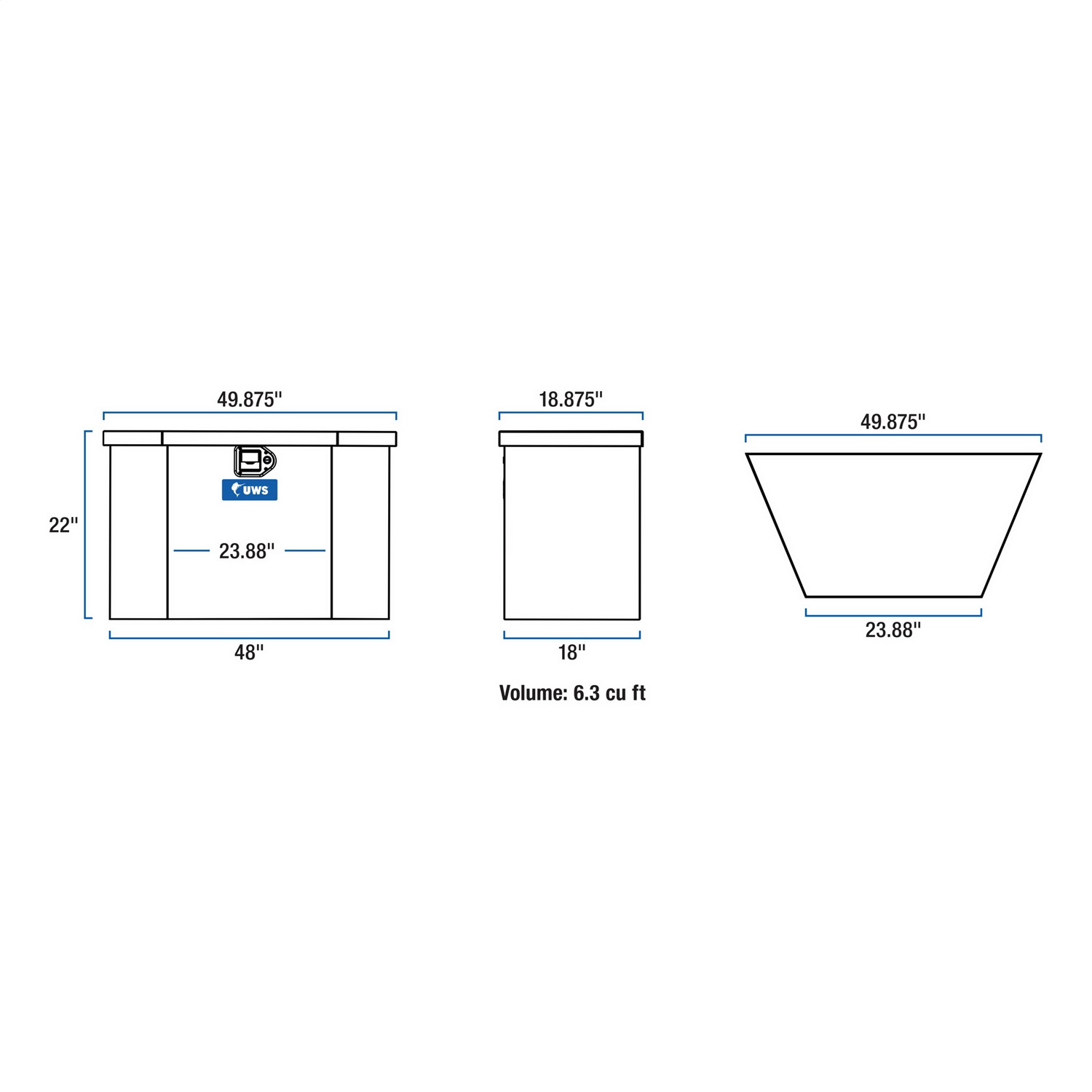 Bright Aluminum 49" Trailer Tongue Box (Heavy Packaging) - EC20431