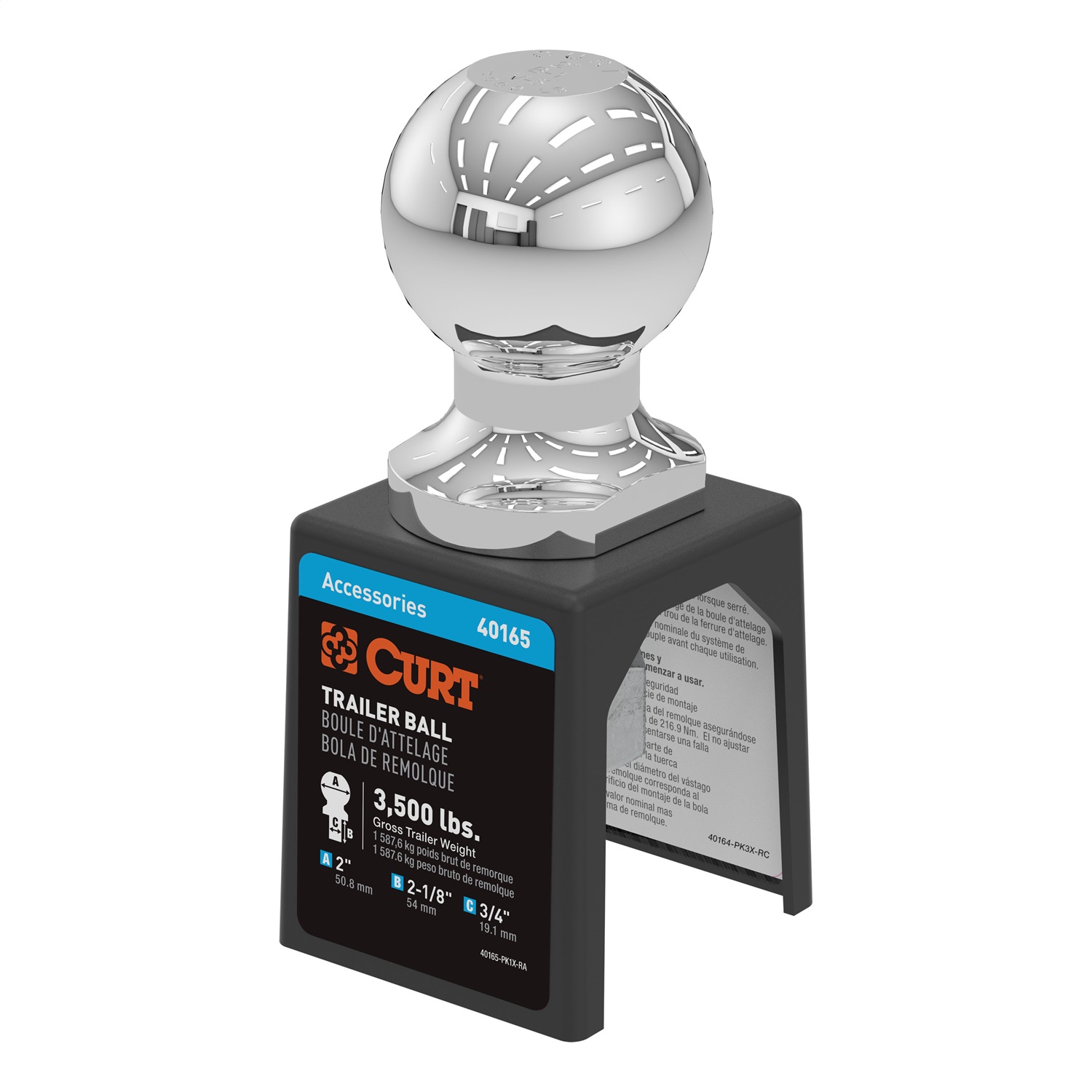 2" Trailer Ball (3/4" x 2-1/8" Shank, 3,500 lbs., Chrome, Packaged) 40165