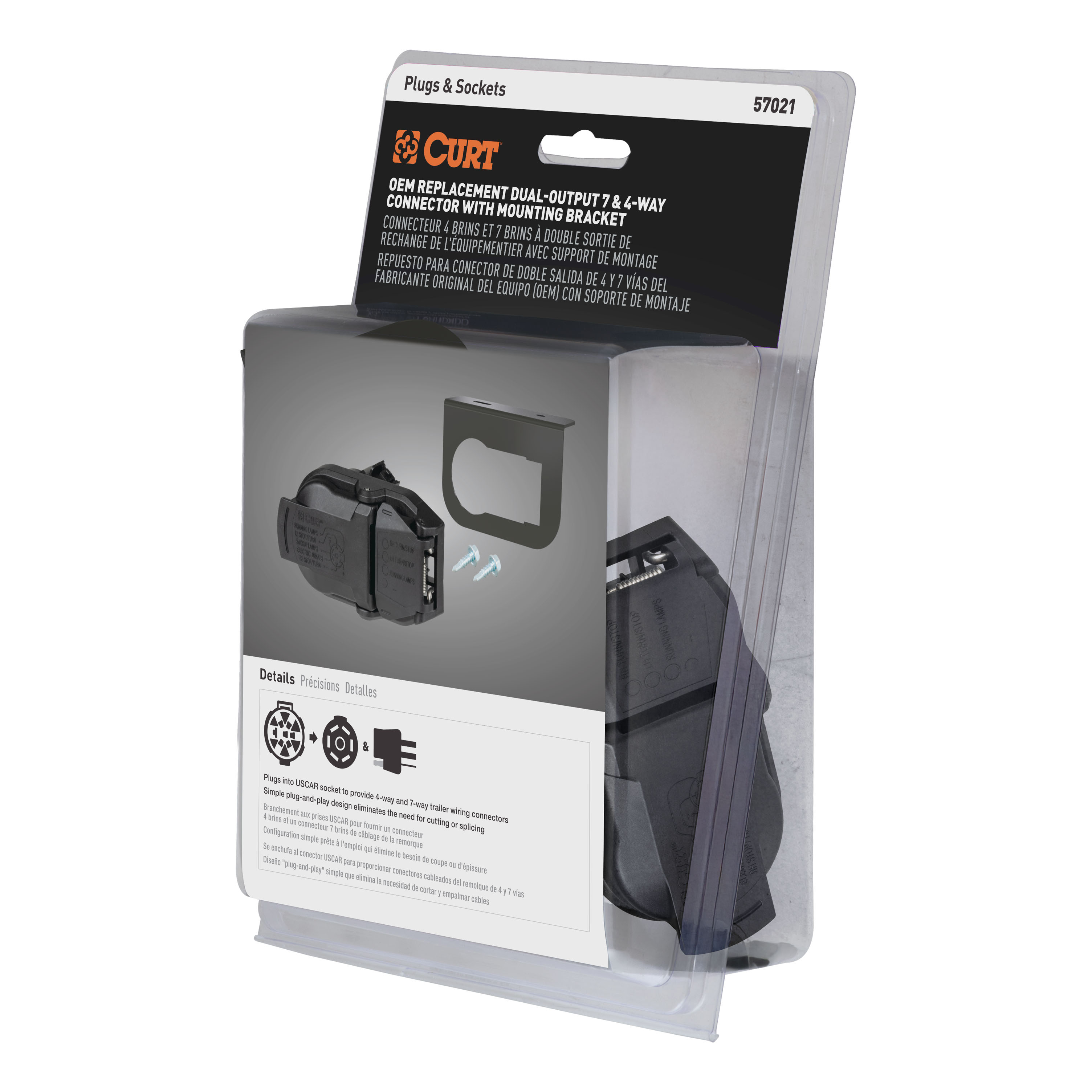 OEM Replacement Dual-Output 7 & 4-Way Connector with Mounting Bracket, Packaged 57021