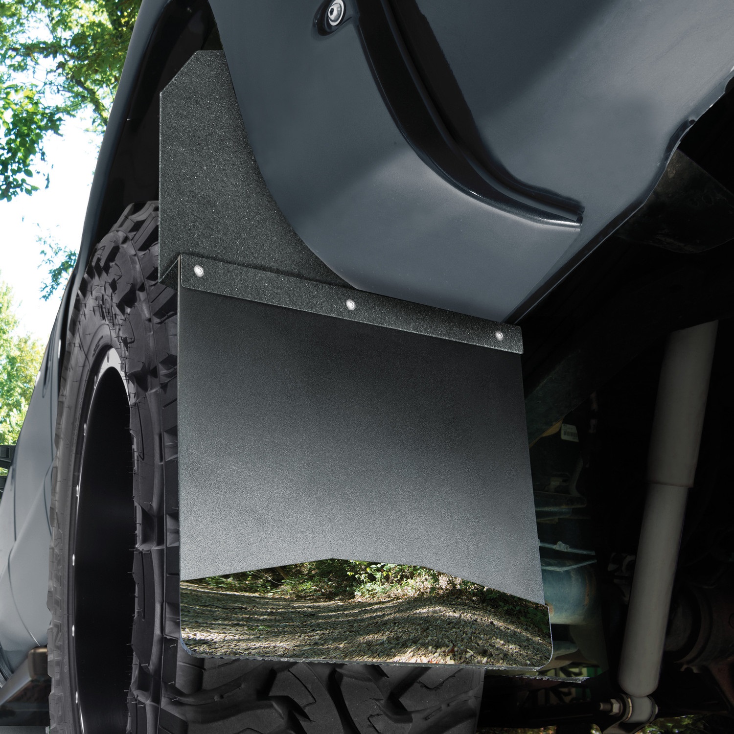 Kick Back Mud Flaps Front 12" Wide - Stainless Steel Top and Weight 17098