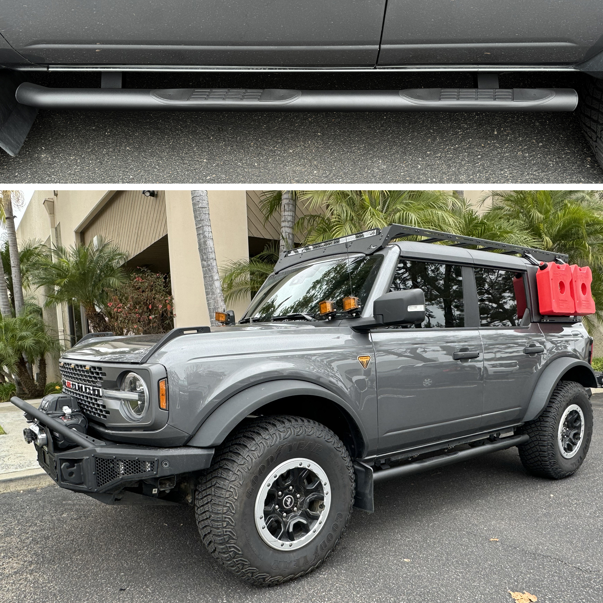 4000 Series Side Steps with Mounting Brackets Kit - Textured Black Powder Coat 4129T