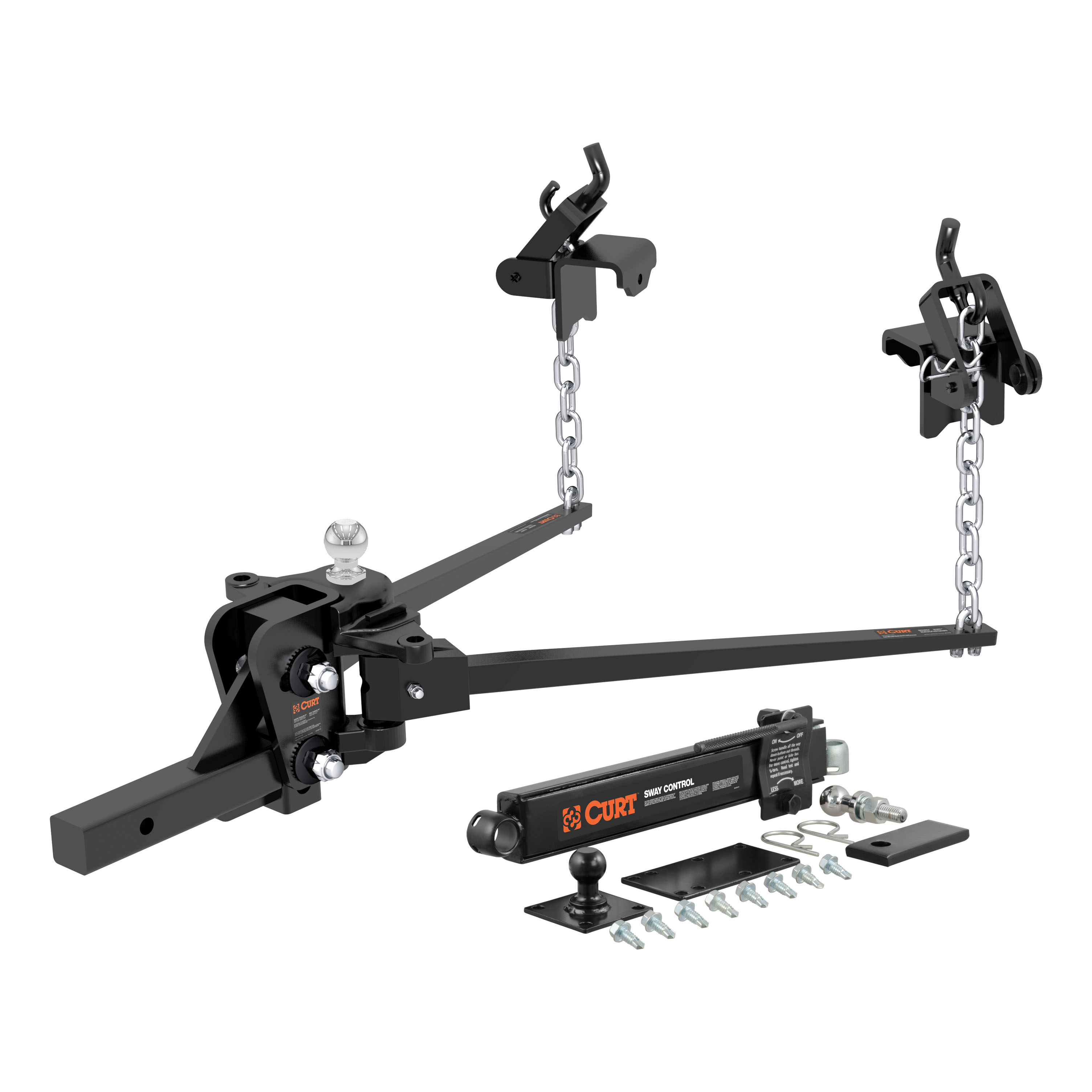 Short Trunnion Bar Weight Distribution Hitch with Sway Control (8-10K, 28-3/8") - 17322
