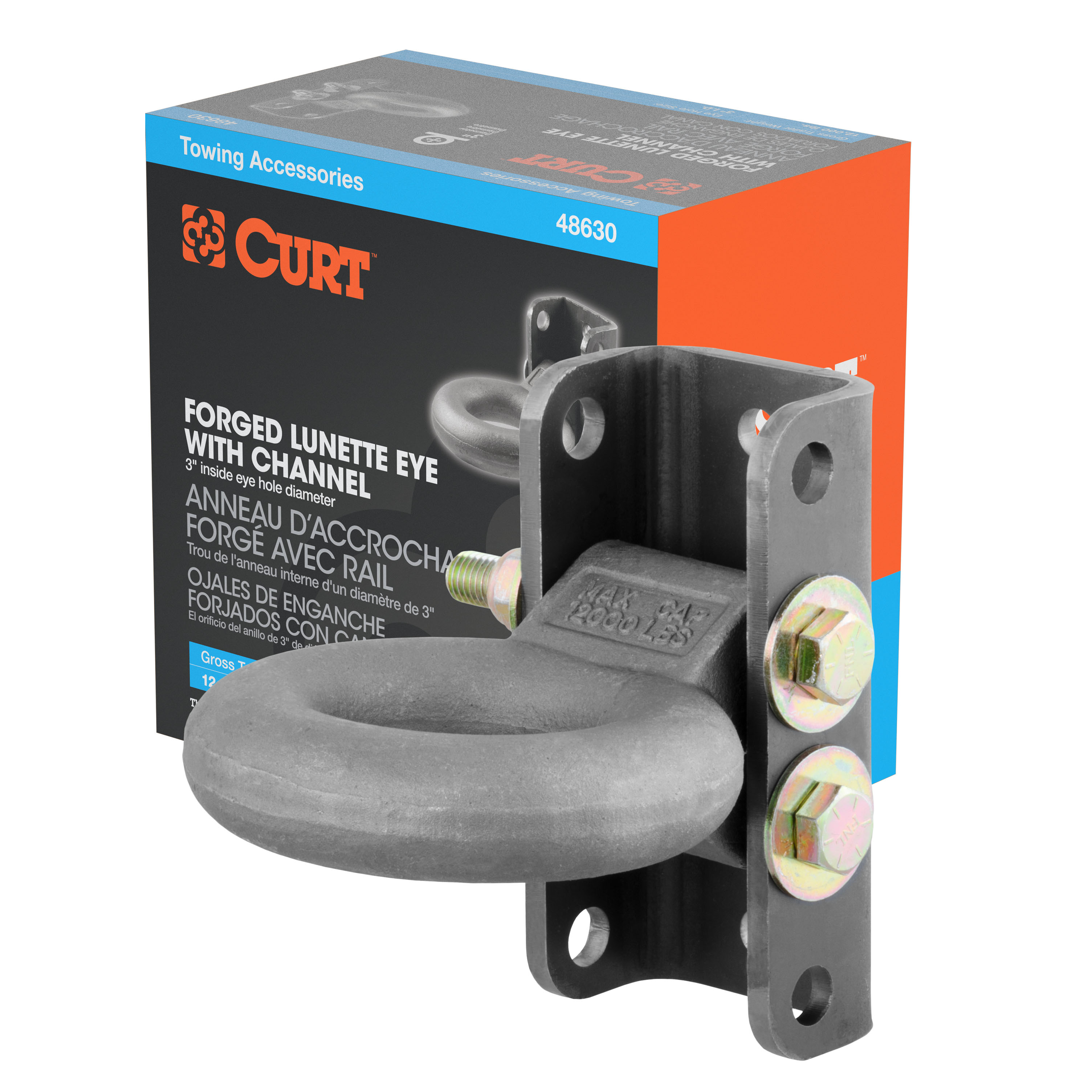Adjustable Lunette Ring (12,000 lbs., 3" Eye, 7-1/2" Channel Height, Packaged) - 48630