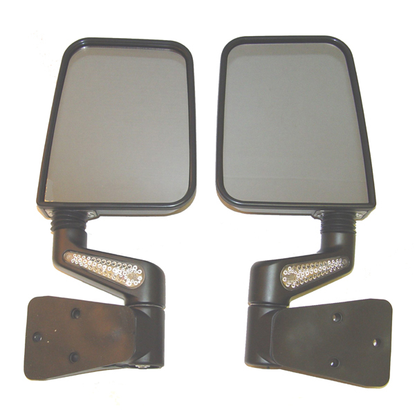 Heated Door Mirror Kit, LED Signals, Black; 87-02 Jeep Wrangler YJ/TJ-11015.20