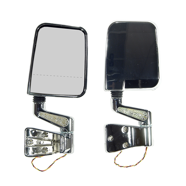 Door Mirror Kit, LED Signal, Dual Focus, Chrome; 87-02 Jeep Wrangler-11016.02