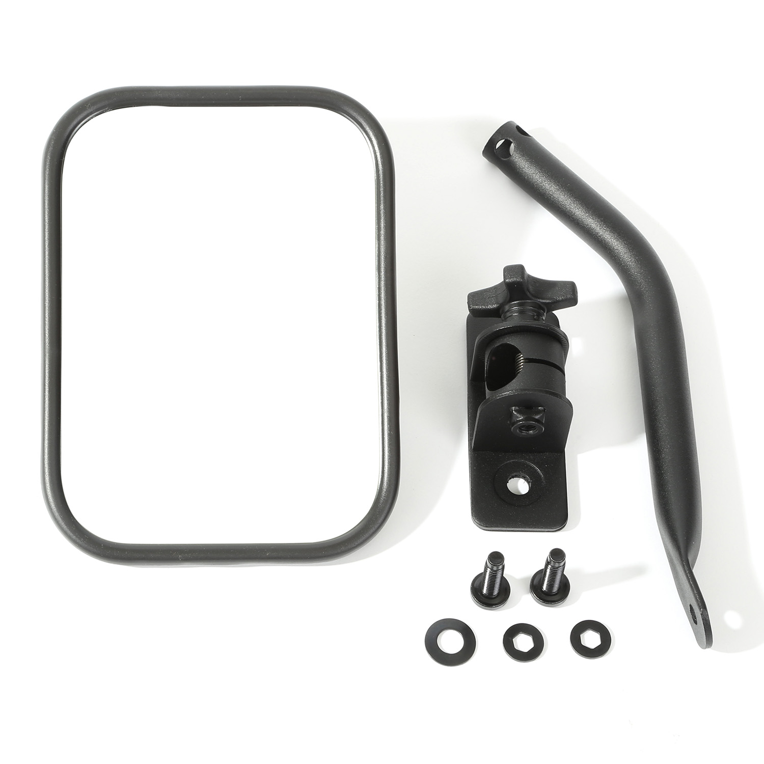 Quick Release Mirror, Textured Black, Rectangular; 97-16 Jeep Wrangler-11025.14