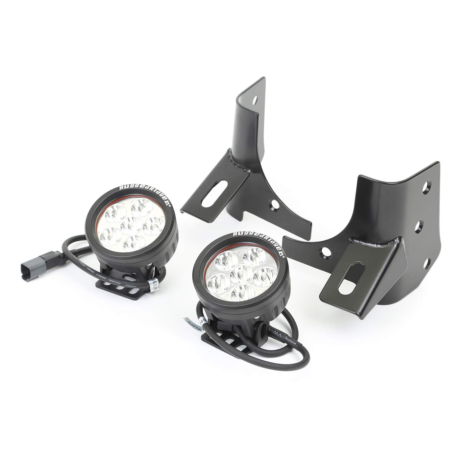 Windshield Bracket LED Kit, Black, Round; 97-06 Jeep Wrangler TJ-11027.13