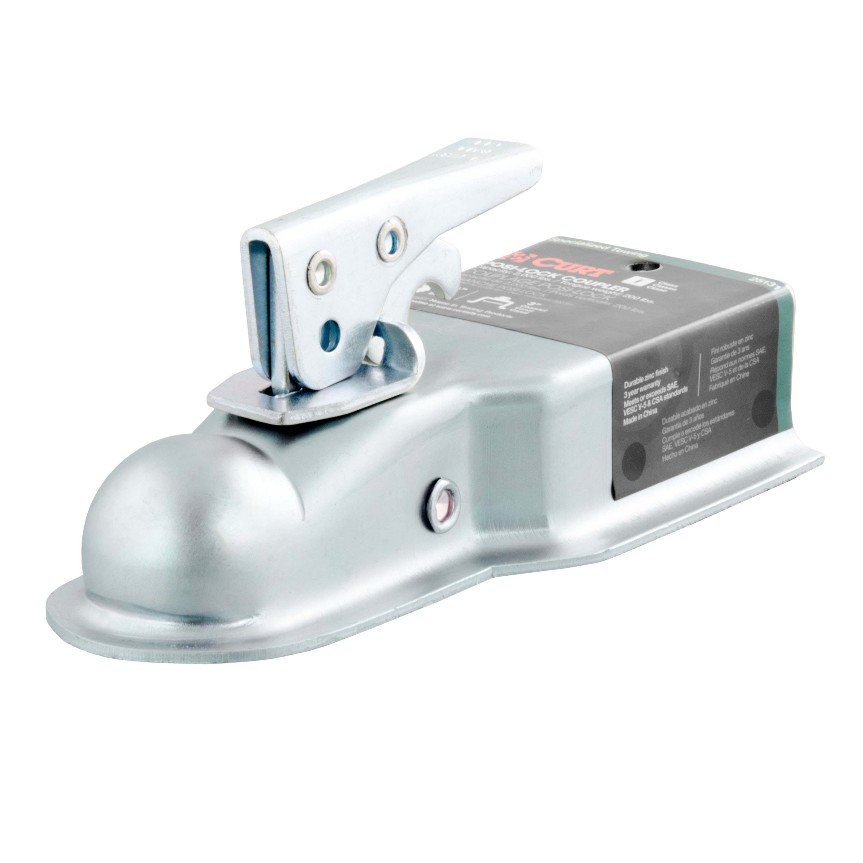 1-7/8" Straight-Tongue Coupler with Posi-Lock (3" Channel, 2,000 lbs, Zinc) - 25131