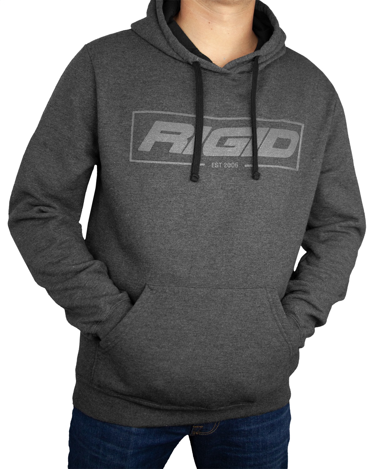 RIGID Pull Over Hoodie, Established 2006, Charcoal, Medium-1062