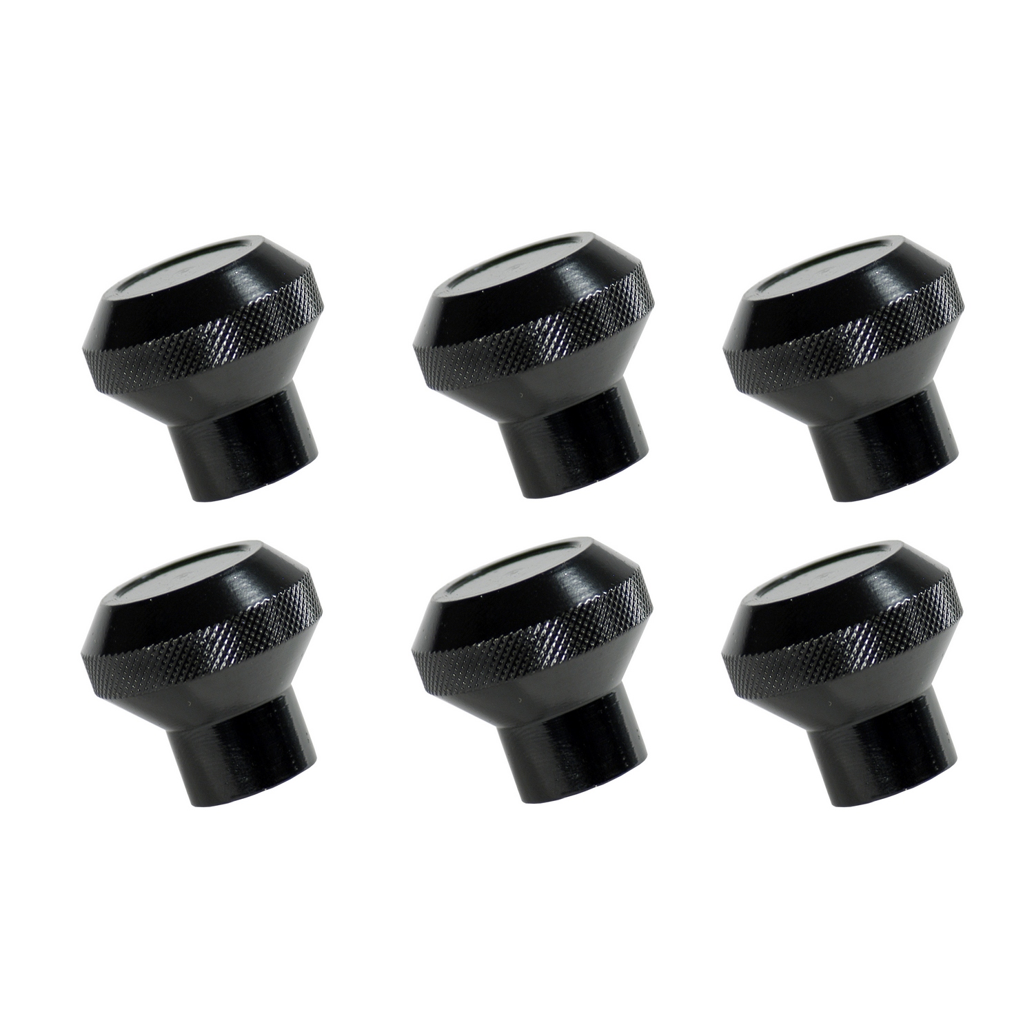 Dash Knob Set, Billet Stainless Steel, Black; 76-86 Jeep CJ Models-11126.02