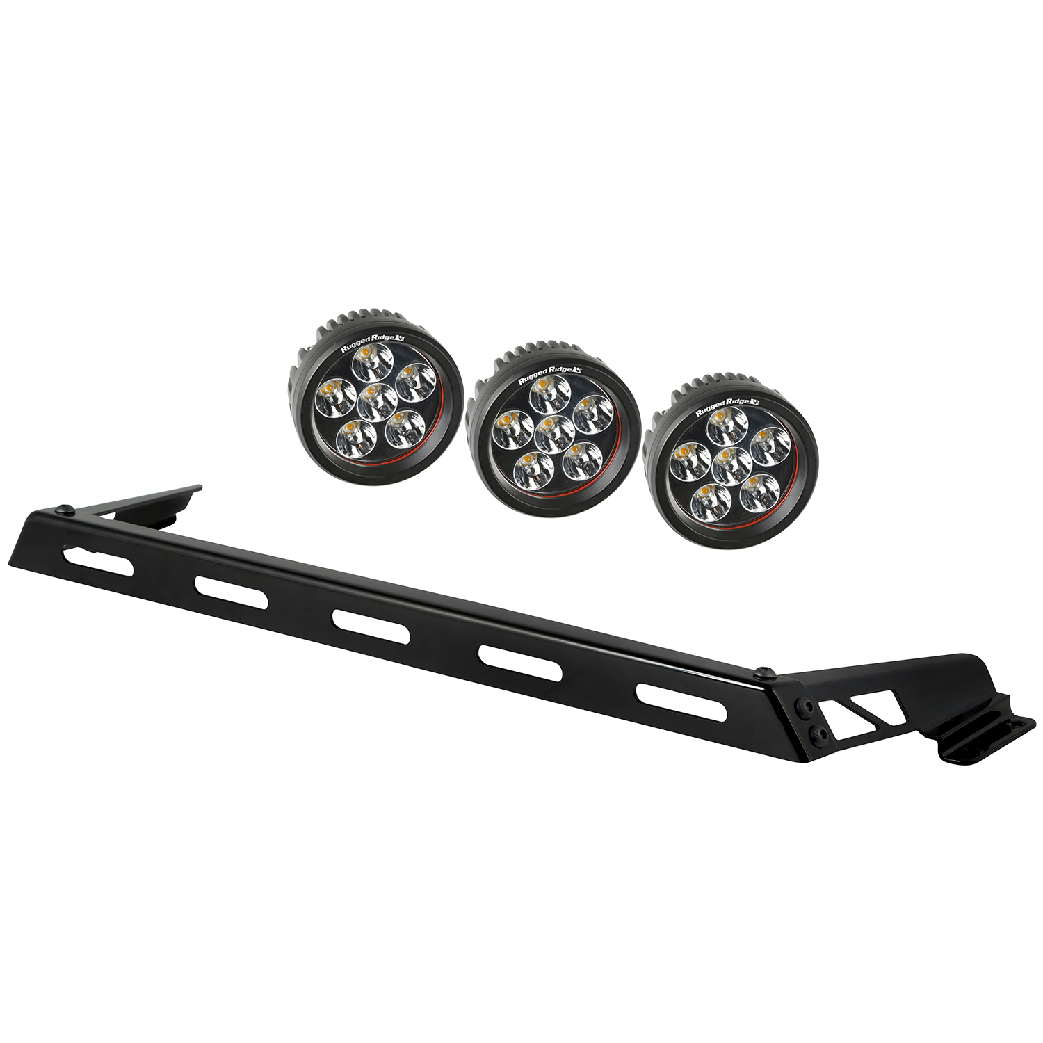 Hood Light Bar Kit, 3 Round LED Lights; 07-16 Jeep Wrangler JK-11232.06