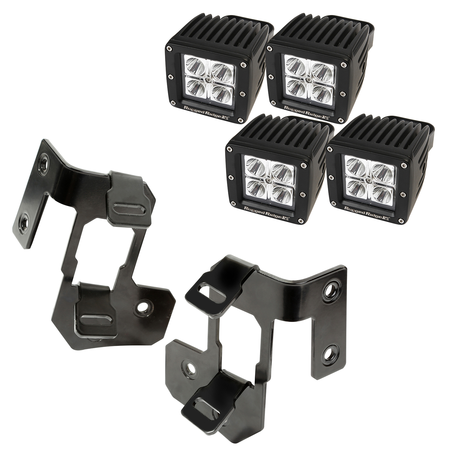 A-Pillar Light Mount Kit, Semi-Gloss Black, Square LED; 07-16 Wrangler-11232.33